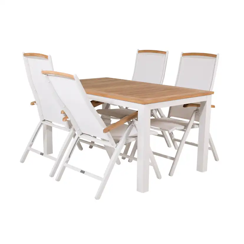 Panama Dining Table 152/210*90 - White Alu / Teak+Panama Cha Blanka Ben