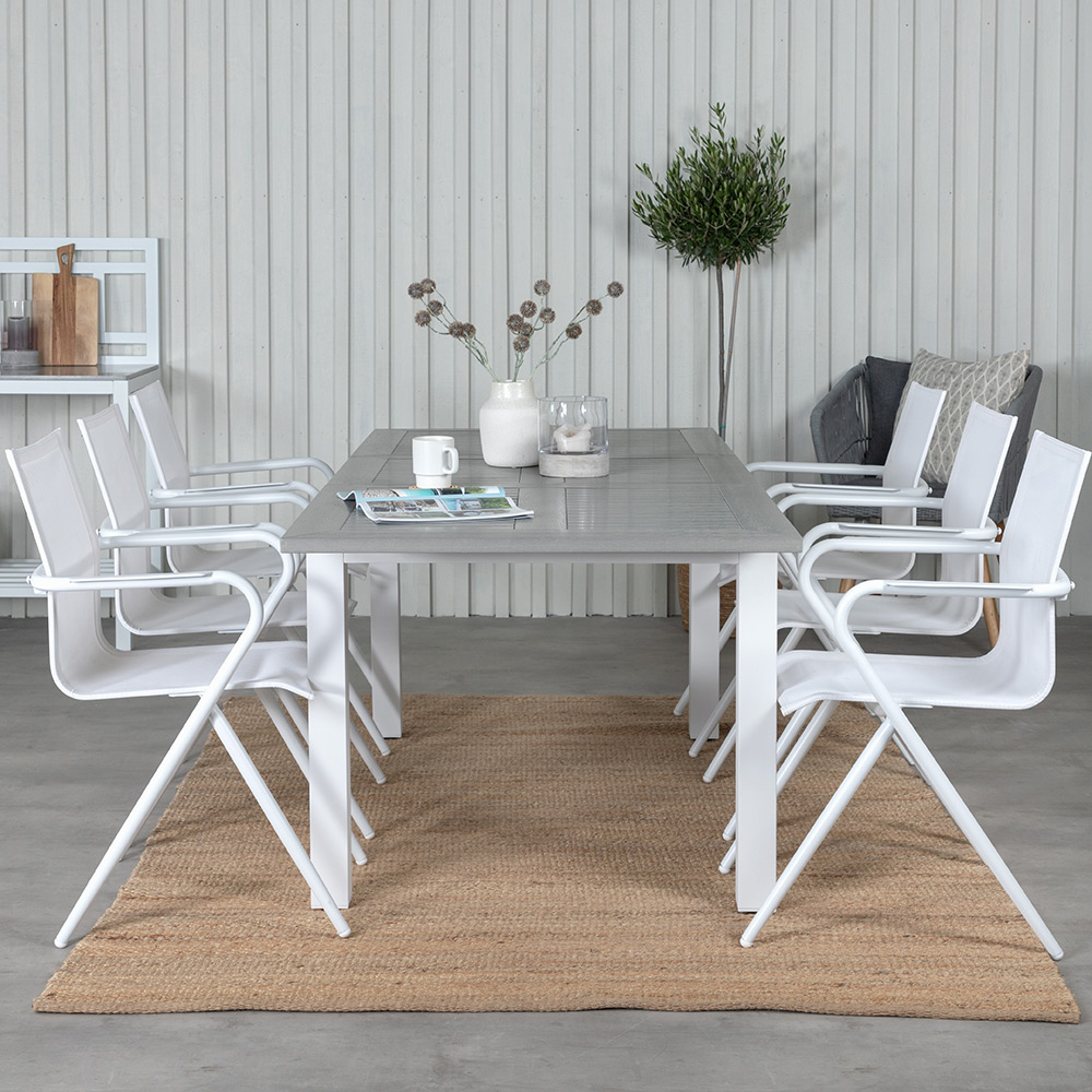Matgrupp Venture Home Aleyna 160 Vit med 6 Aspen Matstolar