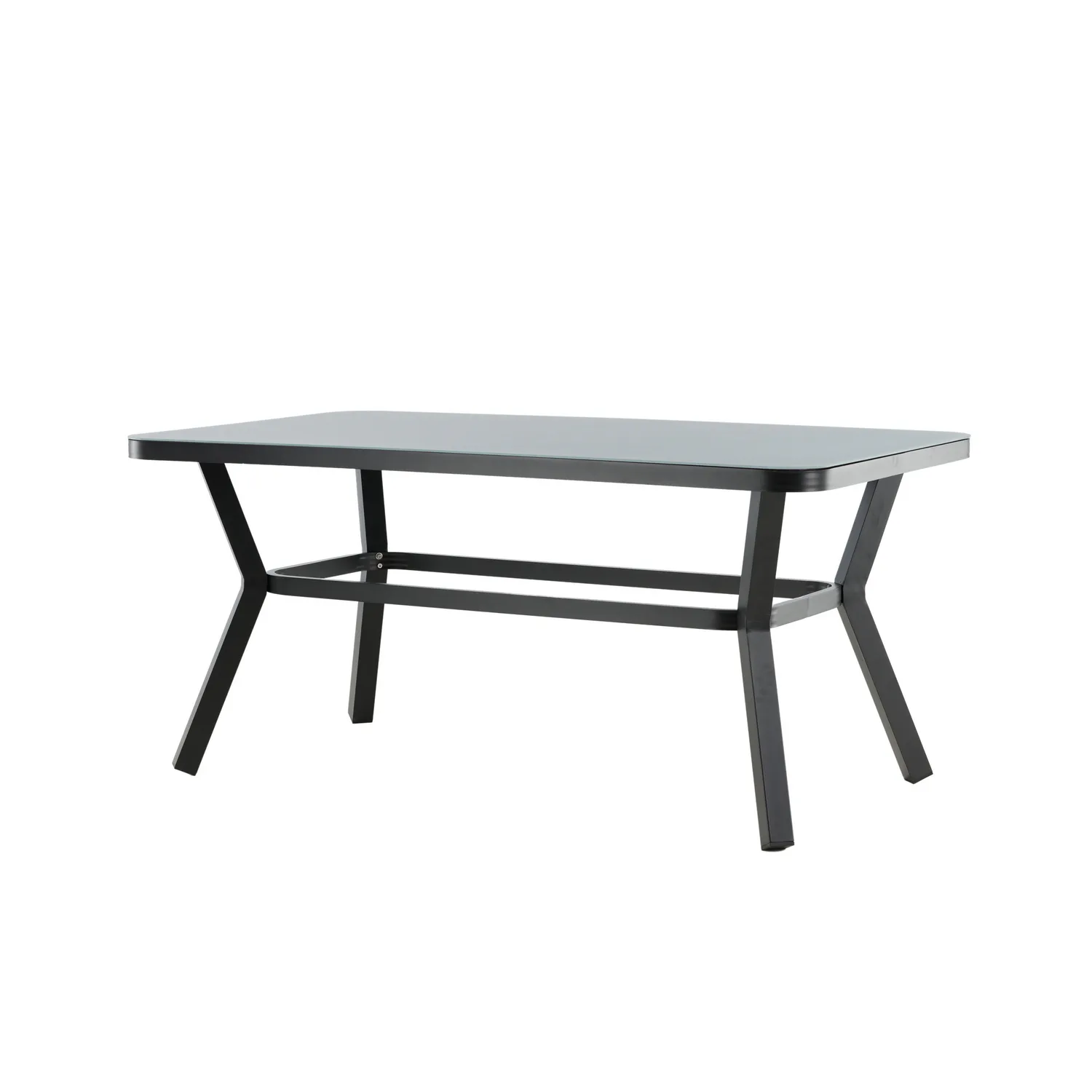 Virya Dining Table - BLACK Alu / Grey Glass - small table Svart