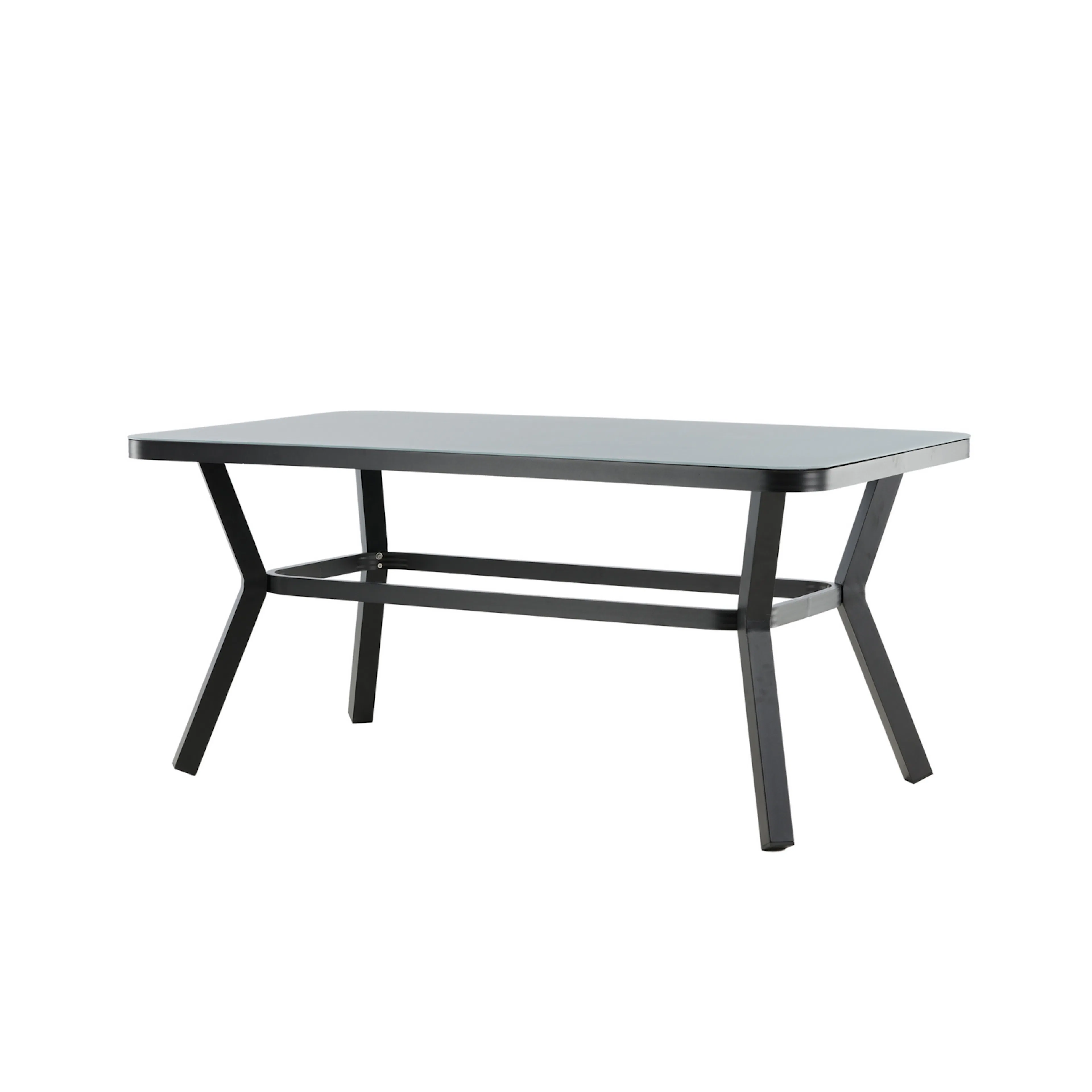 Virya Dining Table - BLACK Alu / Grey Glass - small table Svart