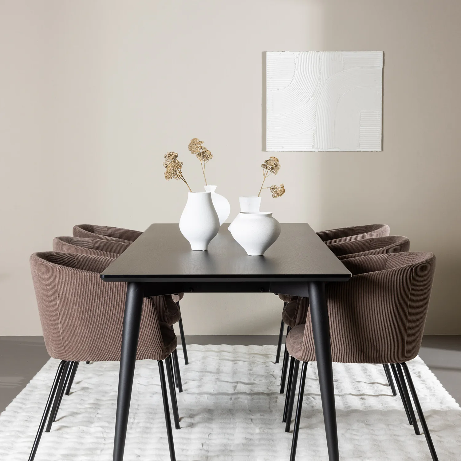 Ellis Dining Table with Berit Dining Chair Svart/Brun