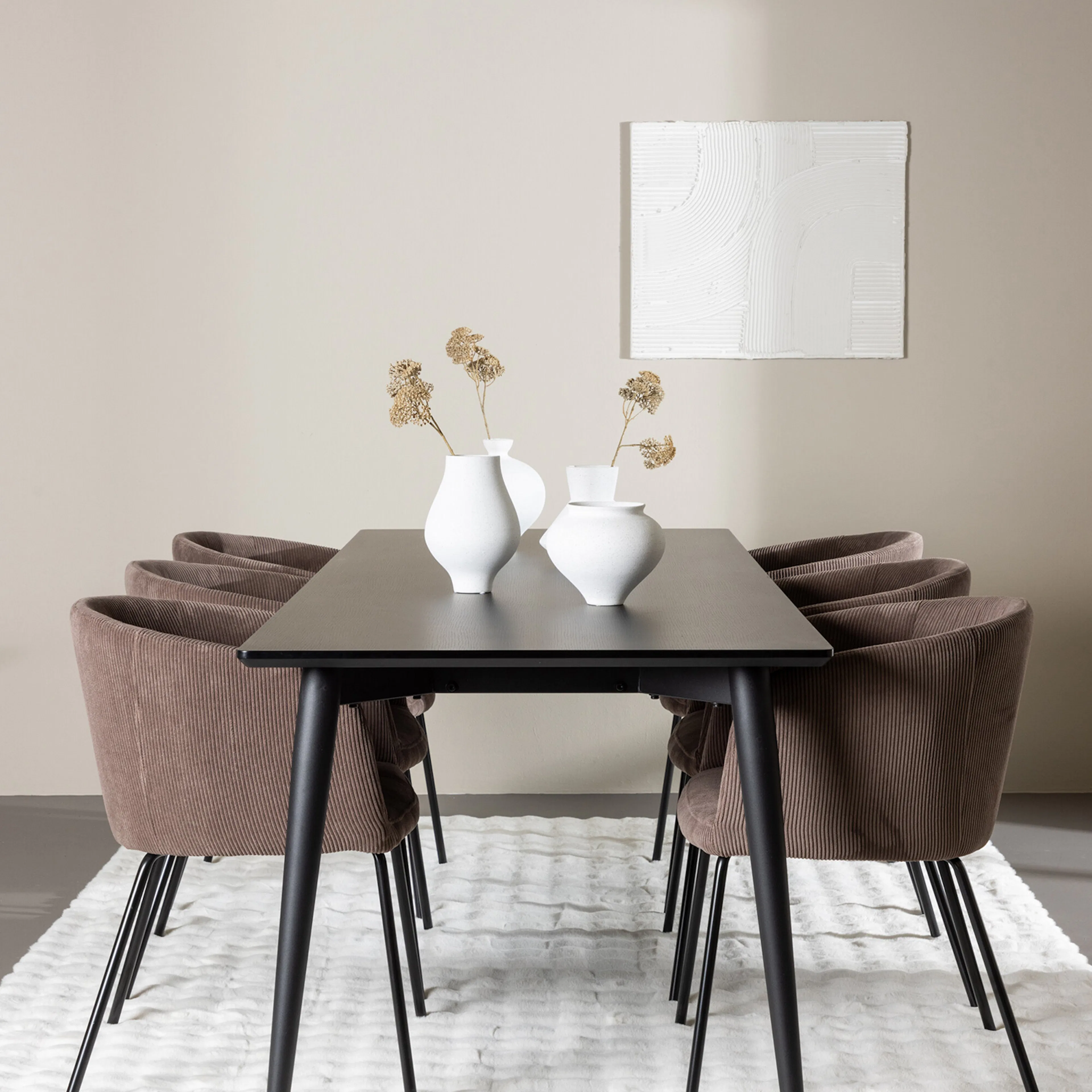 Ellis Dining Table with Berit Dining Chair Svart/Brun
