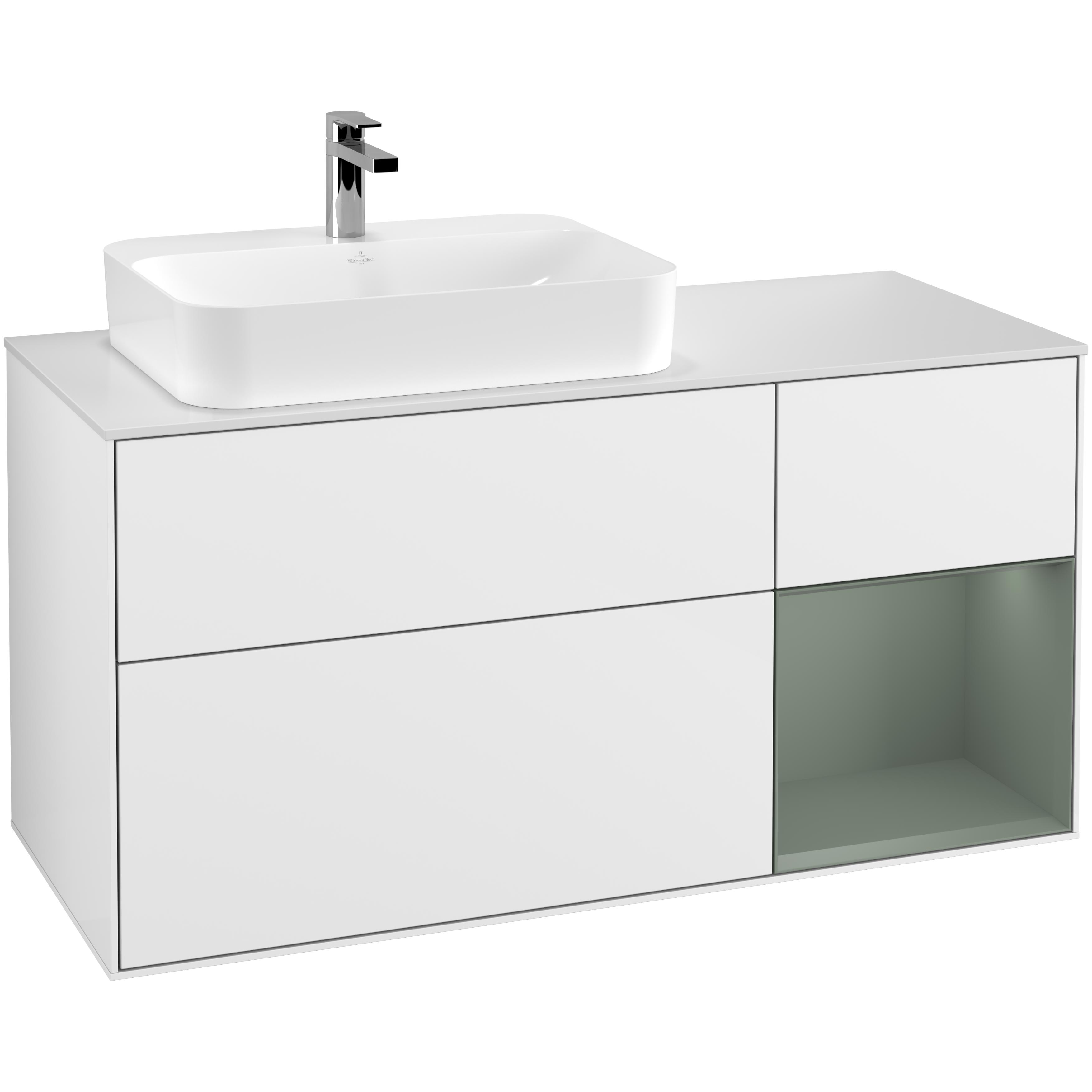 Tvättställsskåp Villeroy & Boch Finion med 3 Lådor Hylla och Bänkskiva för Ocentrerat Ytmonterat Tvättställ