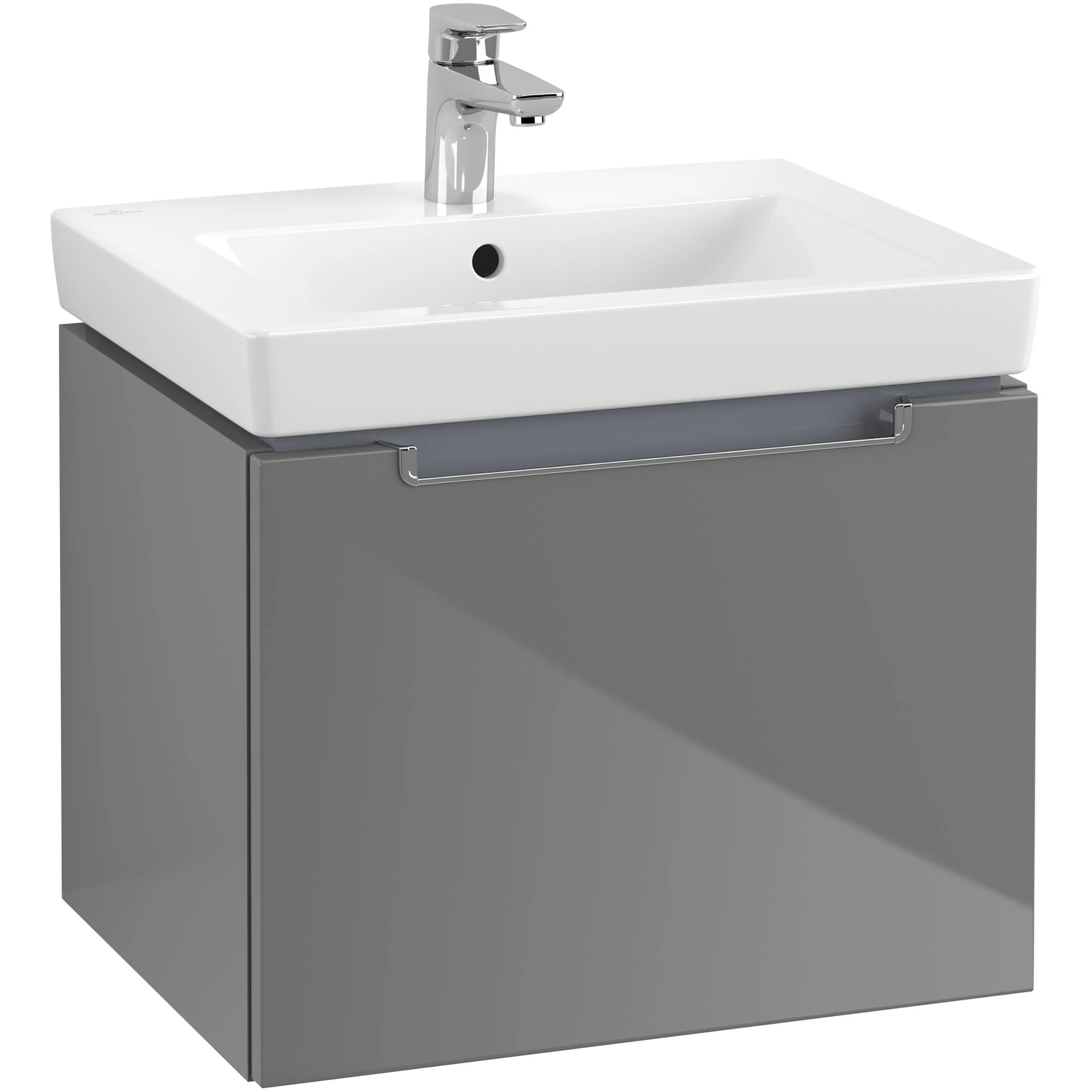 Tvättställsskåp Villeroy & Boch Subway 2.0 A68610FP Grå Högblank med Handtag i Blank Krom B: 537 mm