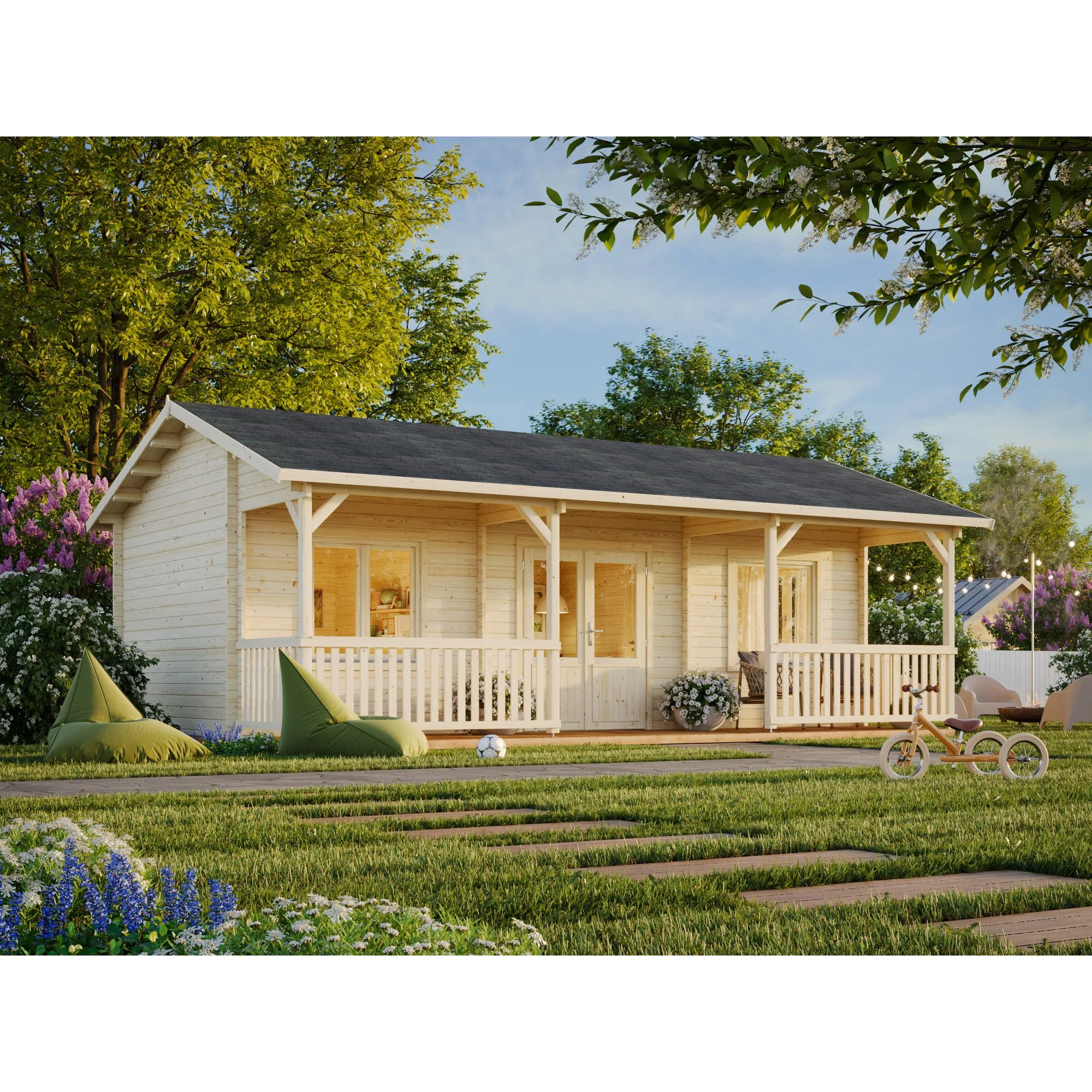 Fritidshus Palmako Sandra 38,6 m² Komplett Stuga med Altan & Sadeltak