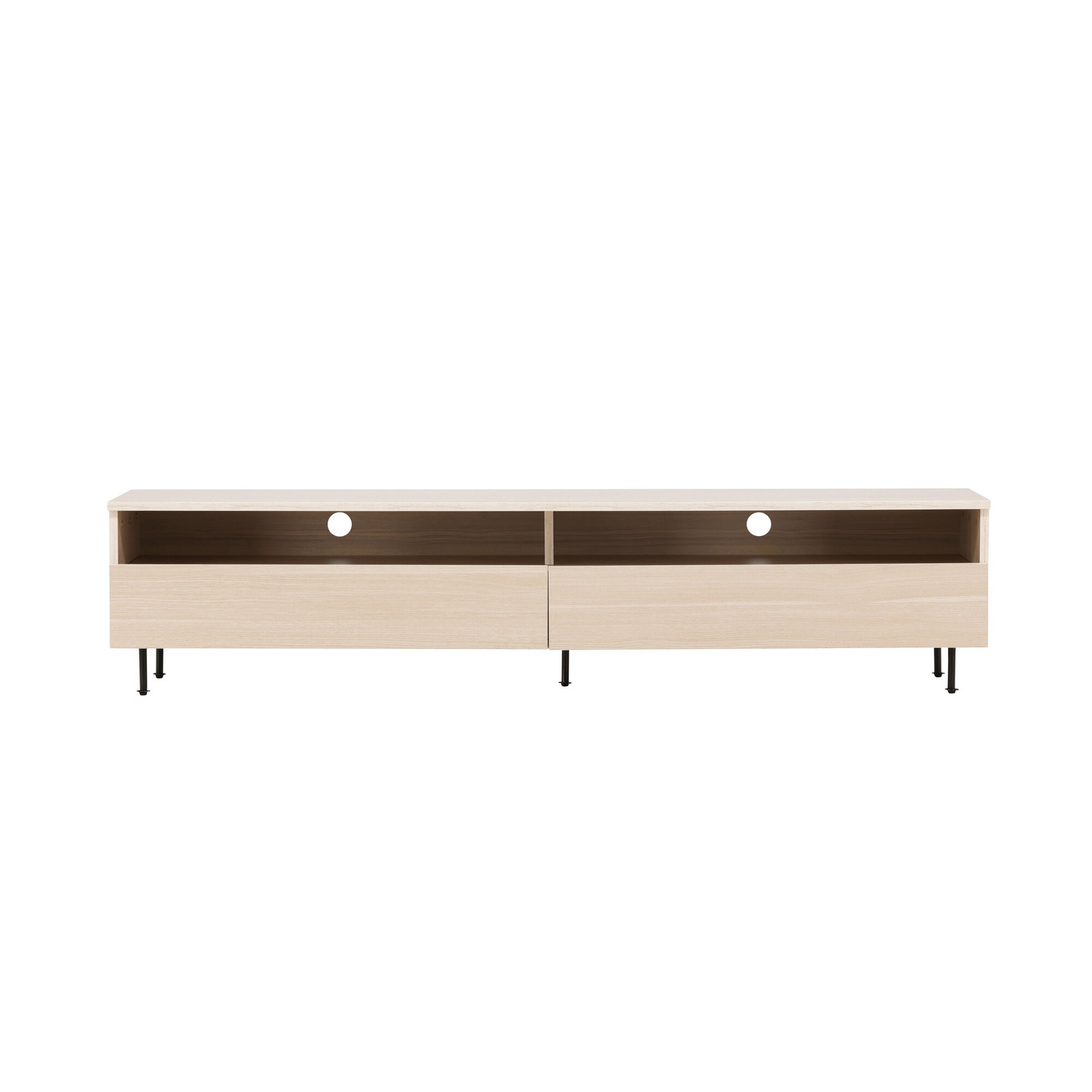 Navarra  TV Bench  - Matte black / Whitewash Vitpigmenterad Ek