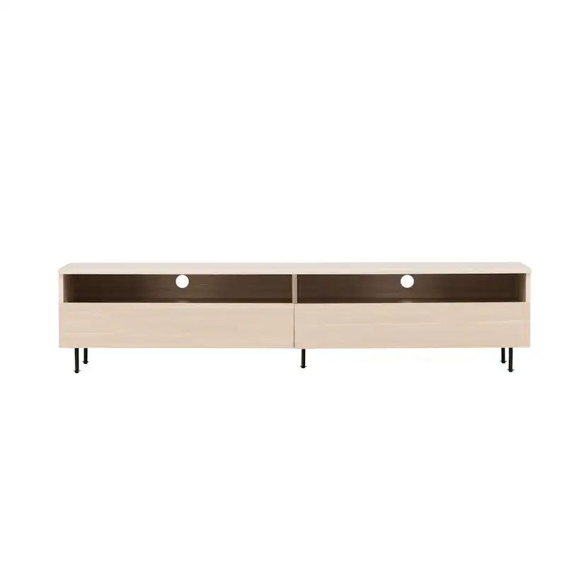 Navarra TV Bench - Matte black / Whitewash Vitpigmenterad Ek