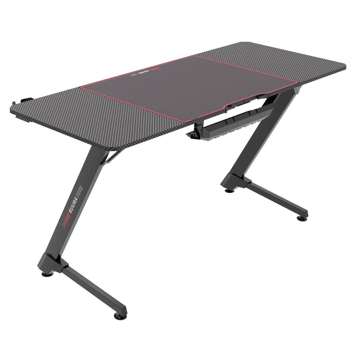 Gamingbord Kuura Pro 140x60 cm Svart med Integrerad Musmatta