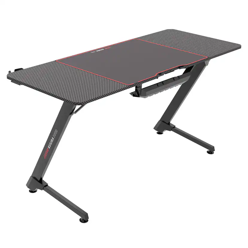 Gamingbord Kuura Pro 140x60 cm Svart med Integrerad Musmatta