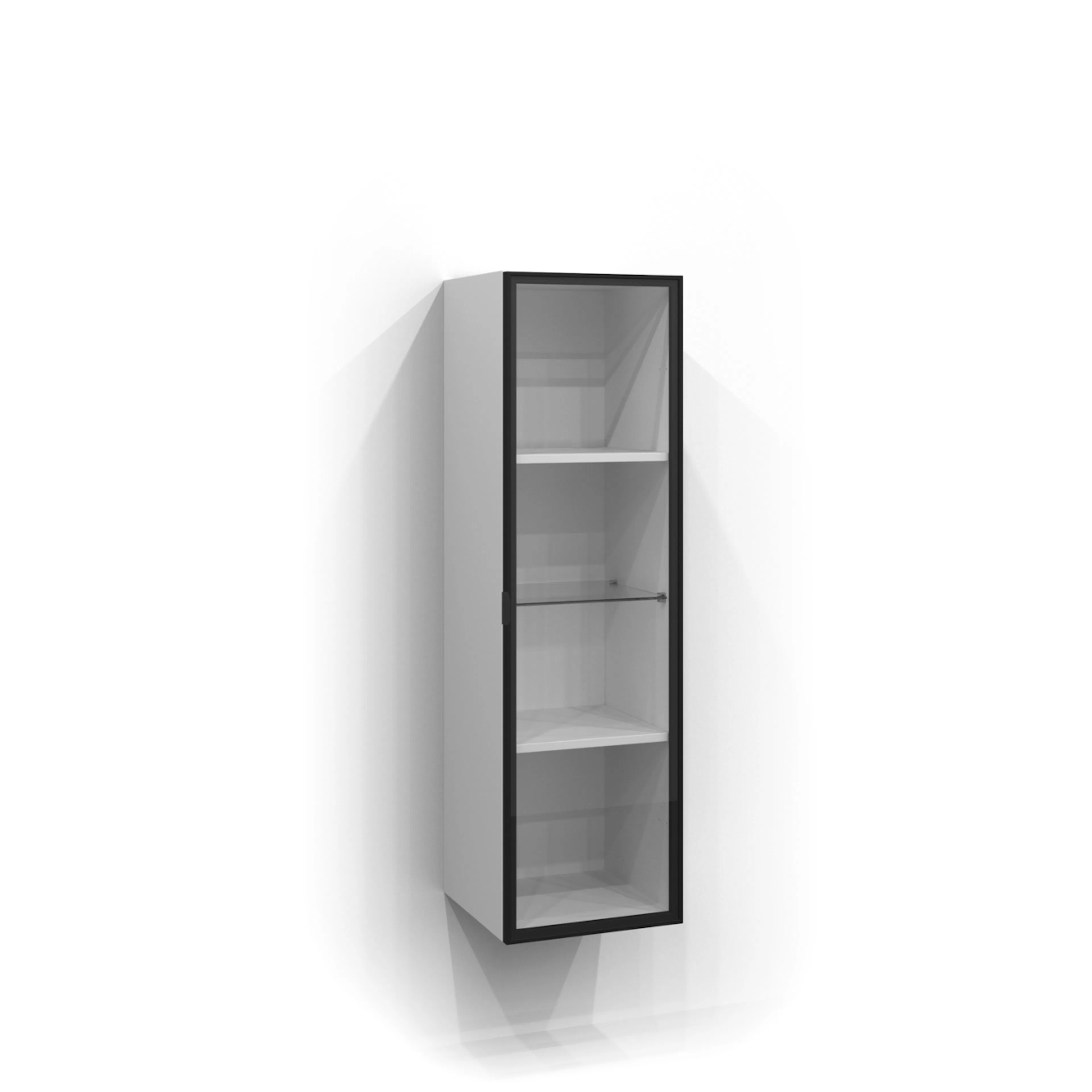 Dörr Högskåp Ram 120x35 Svart matt/Klar BxH: 350 x 1200 mm, Mattsvart, Klarglas