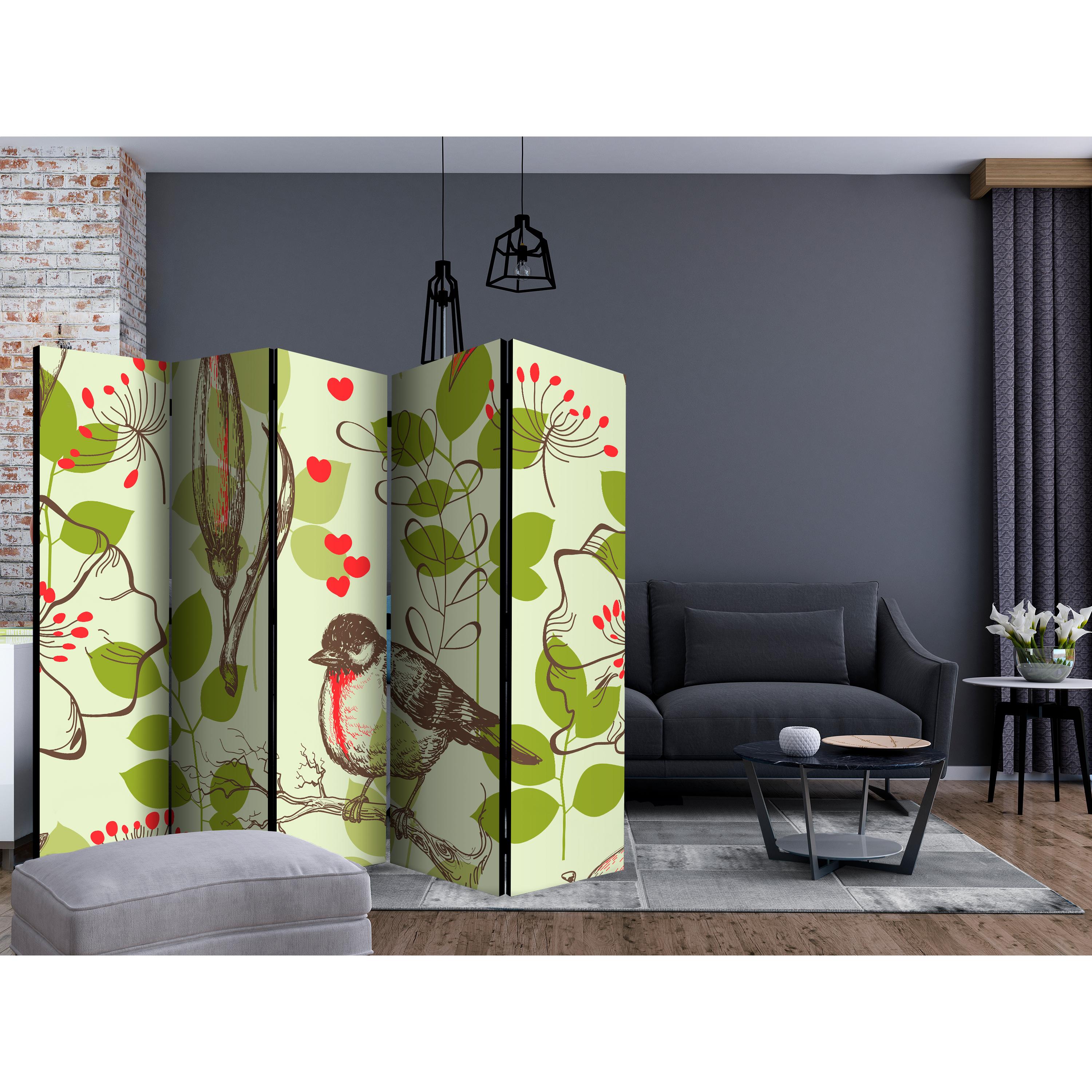 Rumsavdelare Arkiio Bird and Lilies Vintage Pattern II 225x172 cm