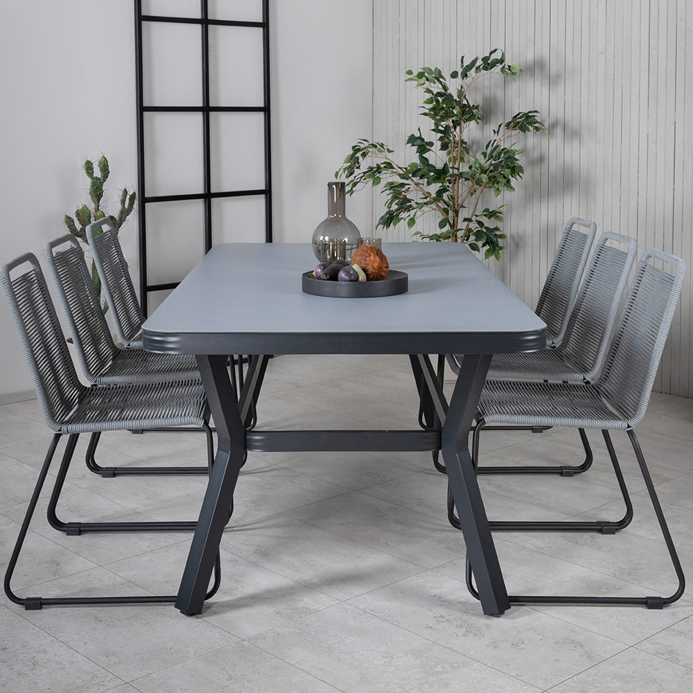 Matgrupp Utomhus Venture Home Vyn Aluminium med 6 Lumi Trädgårdsstolar