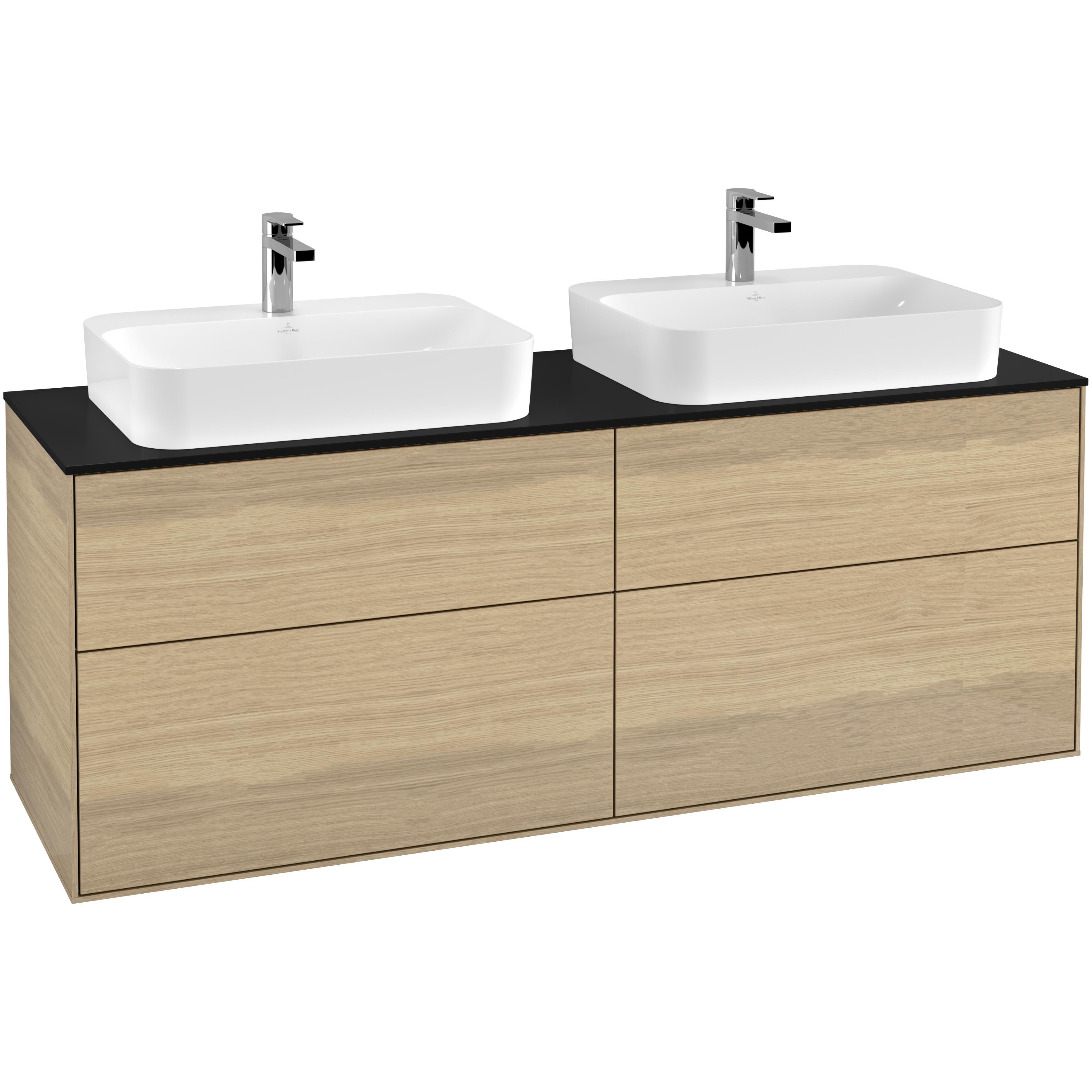 Tvättställsskåp Villeroy & Boch Finion med 4 Lådor och Bänkskiva för Två Ytmonterade Tvättställ