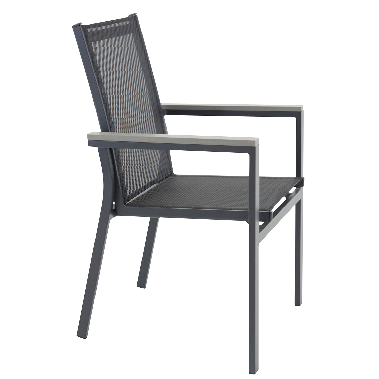 Parma Karmstol (stapelbar) - svart Aluminium / svart textile Svart
