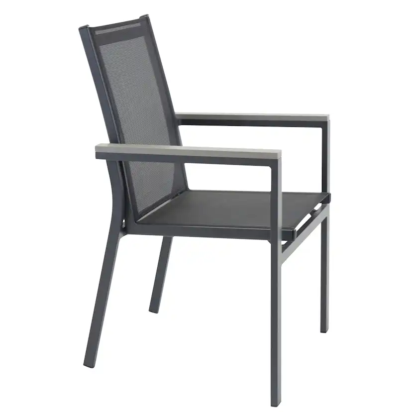 Parma Karmstol (stapelbar) - svart Aluminium / svart textile Svart