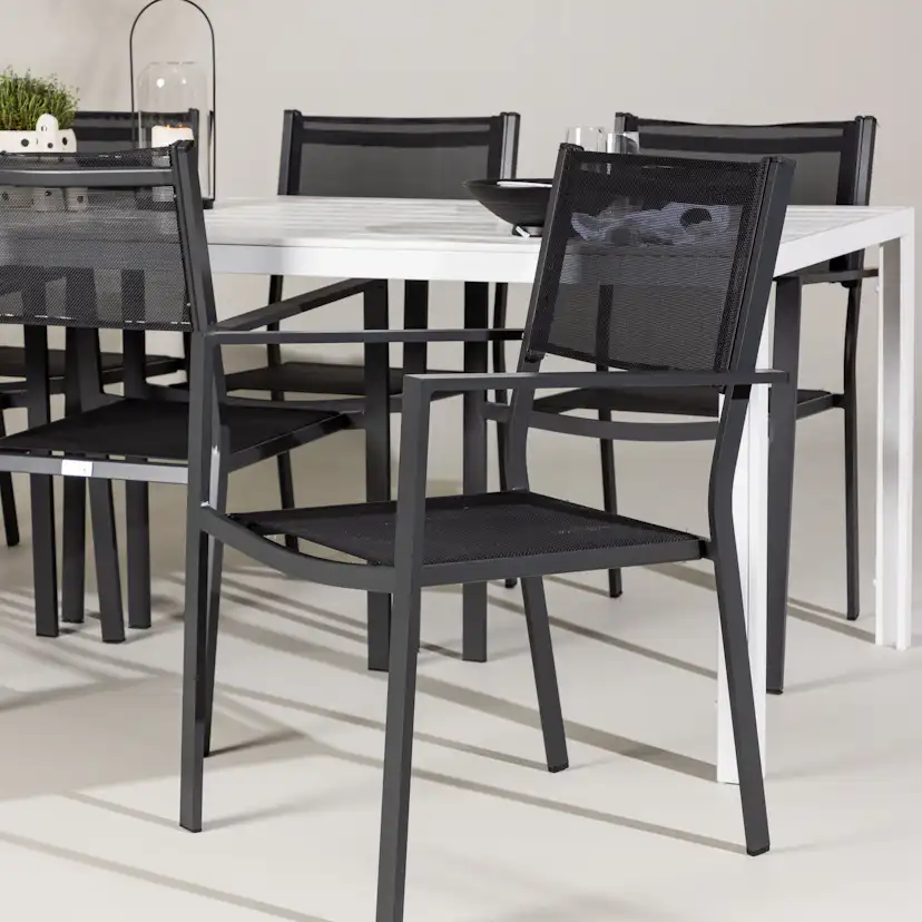 Break Dining Table - White / White Aintwood +Copacabana Sta Trädgårdsgrupp Venture Home Break med 6 Copacabana Stolar