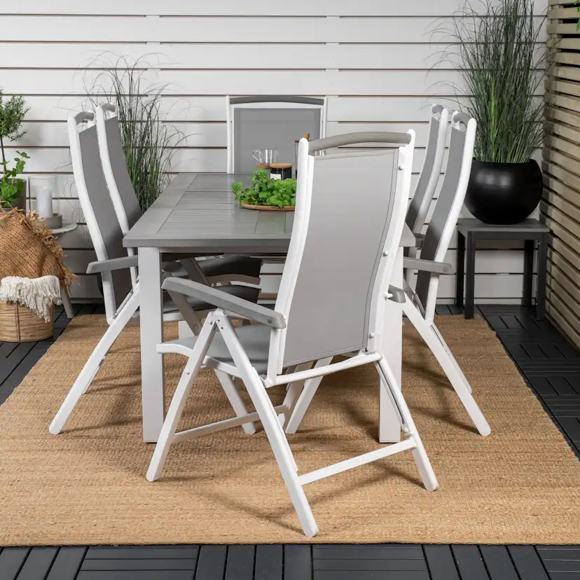 Albany Dining Table 152/210*90 - White Alu / Grey Aintwood+A Grå