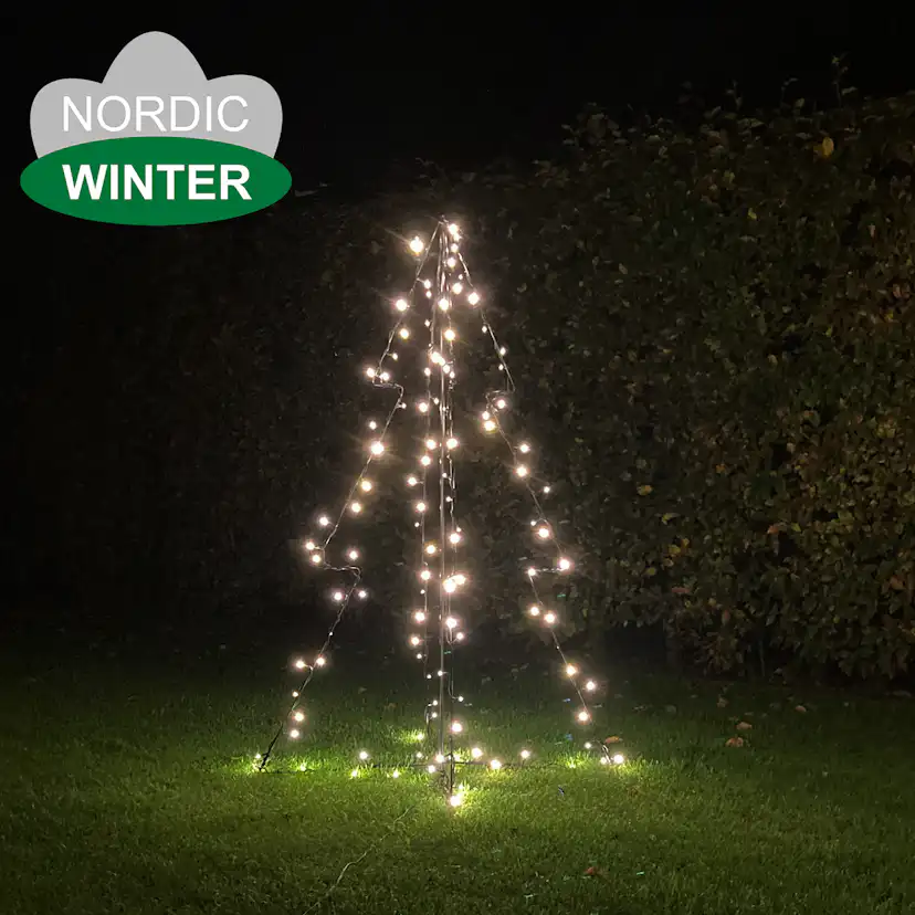 Metaljulgran Nordic Winter 120 cm med 130 st LED-Lampor