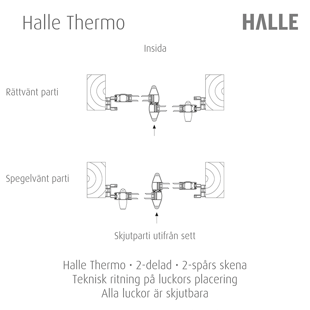 Skjutbart Dörrparti 2-Delat Halle Thermo Vit