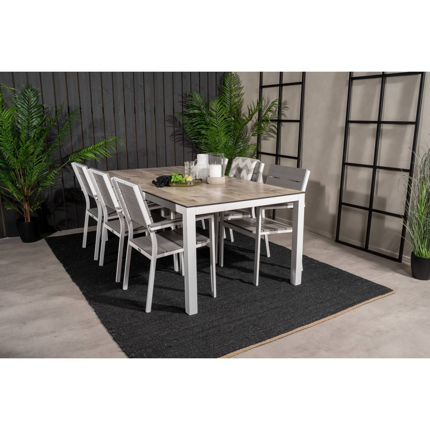Matgrupp Venture Home Llama Matgrupp Utomhus 205cm med 6 Levels Stapelbara Matstolar