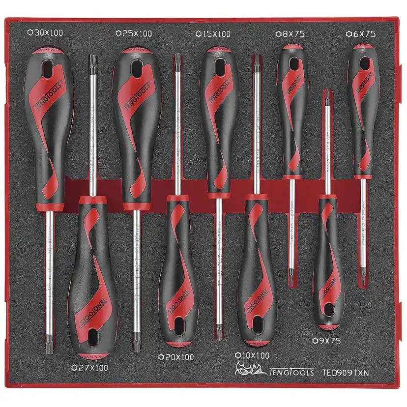 Skruvmejselsats för TX-spår 9 delar Teng Tools TED909TXN