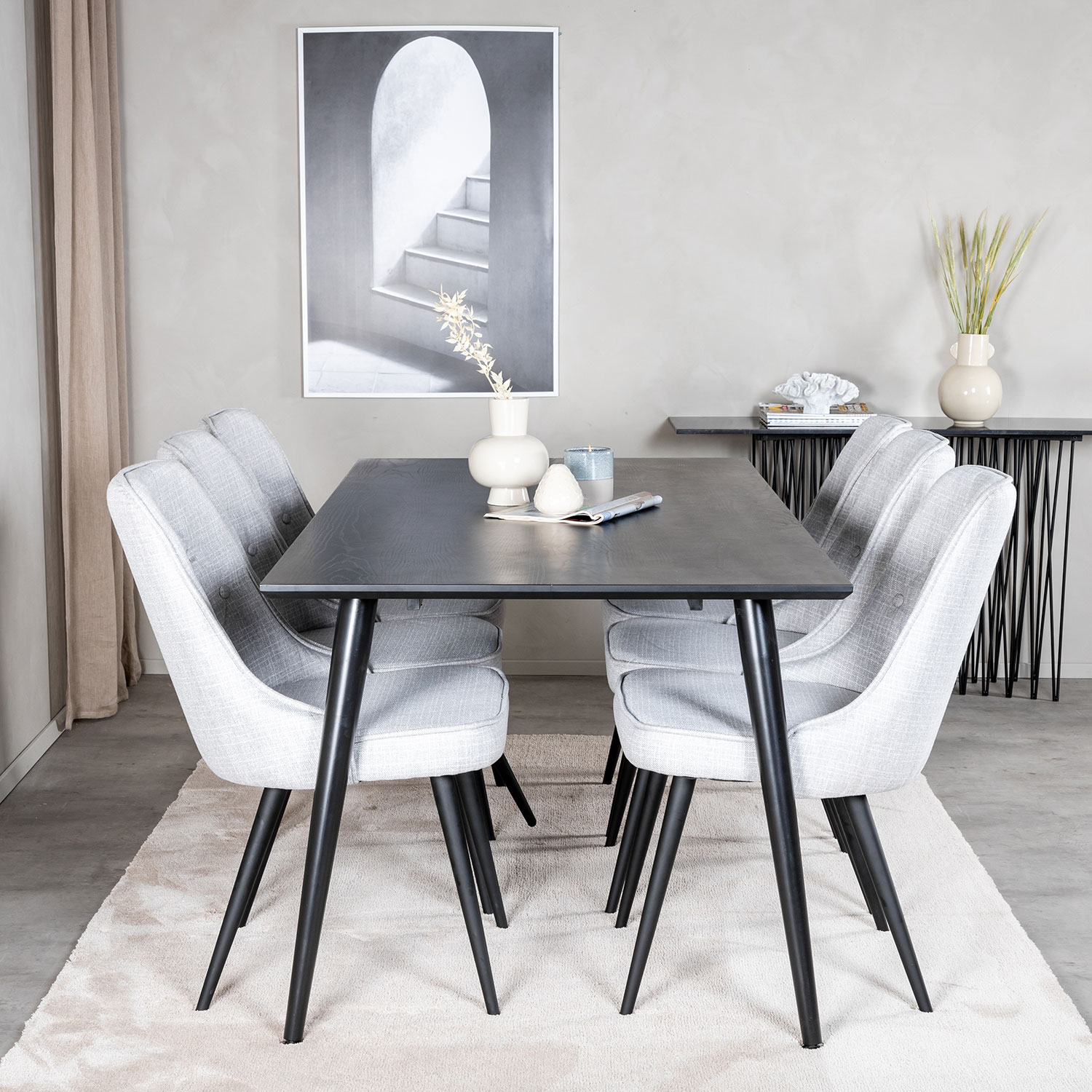 Matgrupp Venture Home Dipp med 6 Velvet Deluxe stolar