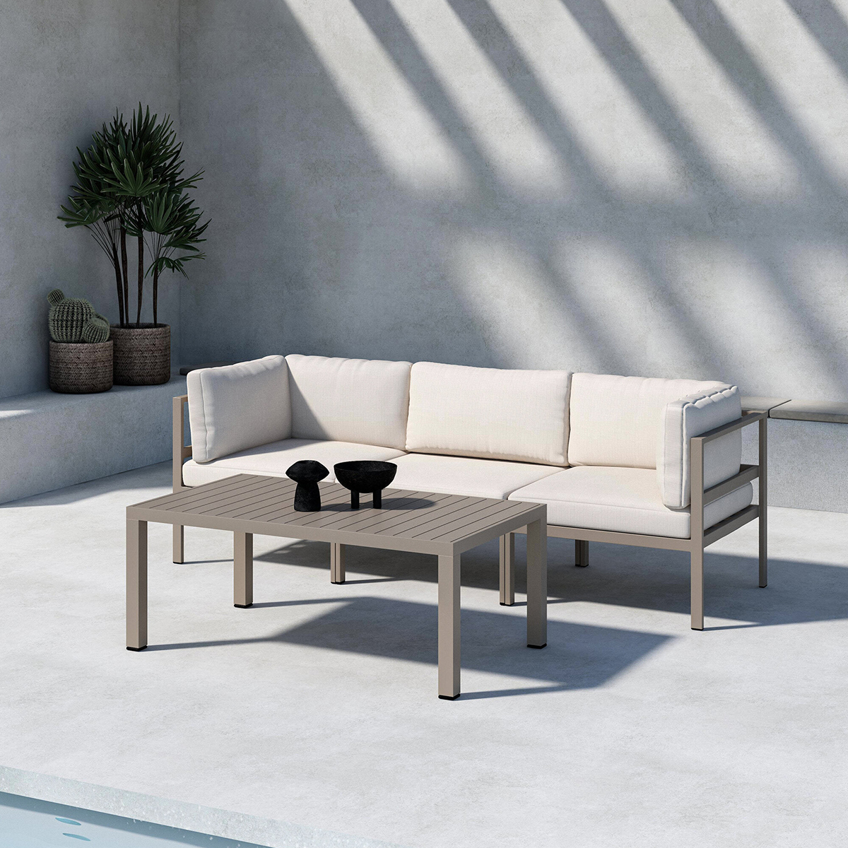 Loungegrupp Venture Home Copacabana Soffbord 45x120x70 med 2+1 Soffmoduler