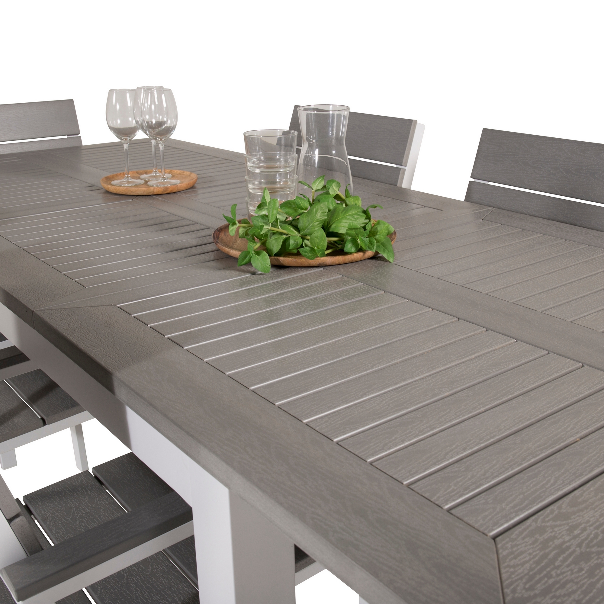 Albany Dining Table 152/210*90 - White Alu / Grey Aintwood+L Vit/Grå