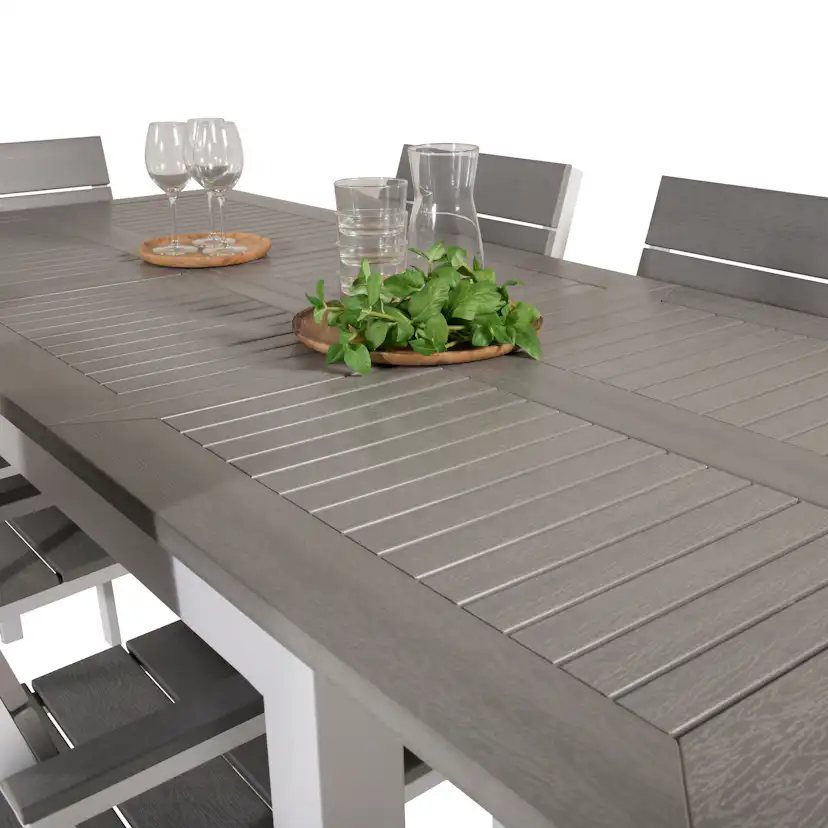 Albany Dining Table 152/210*90 - White Alu / Grey Aintwood+L Vit/Grå