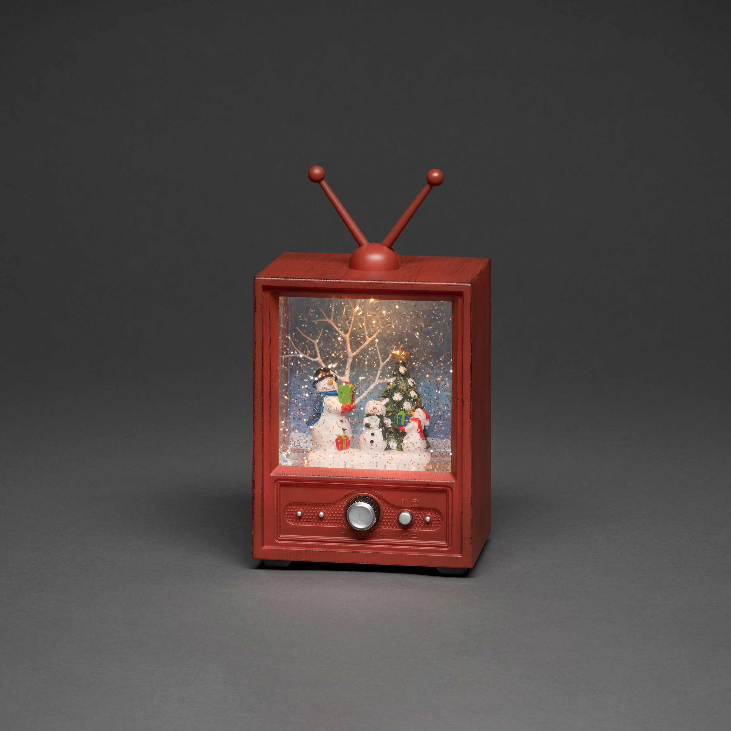 Lykta Gnosjö Konstsmide Vattenfylld TV med Snögubbar