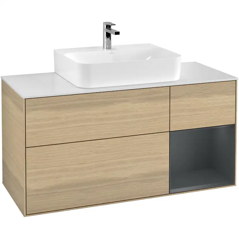 Tvättställsskåp Villeroy & Boch Finion med 3 Lådor Hylla och Bänkskiva för Centrerat Tvättställ