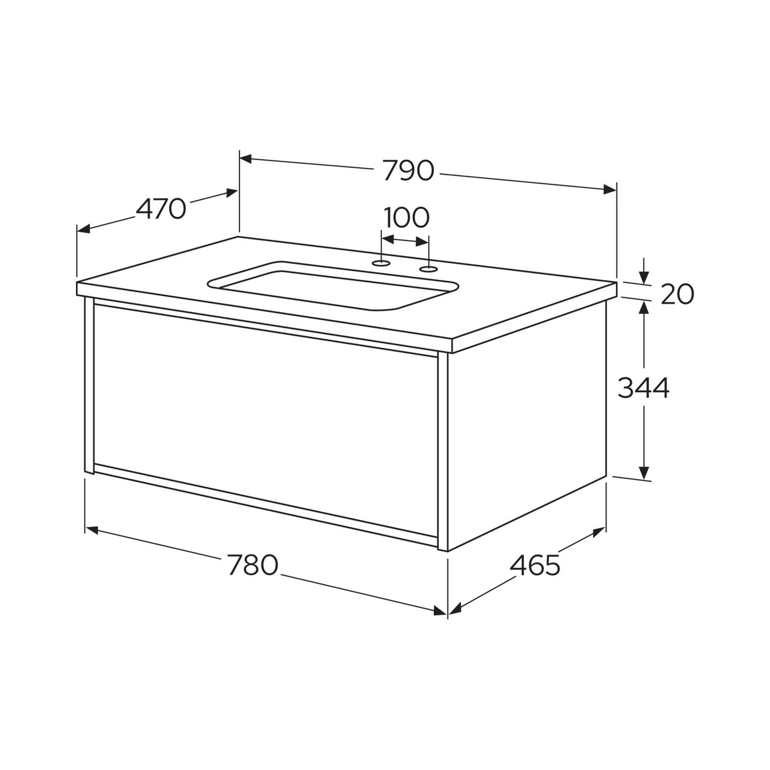 Tvättställskåp Gustavsberg Ducentic 80 cm med Tvättställ i Porslin