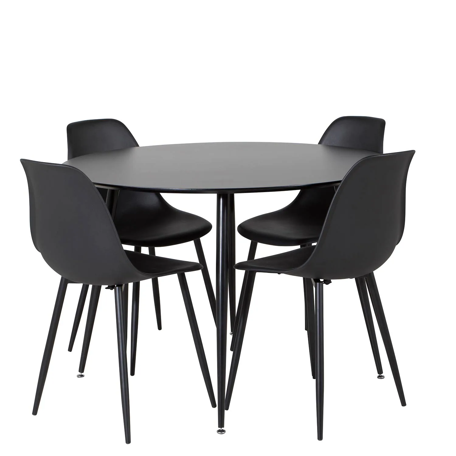 Silar Table - Round - Black Melamine+Polar Chair/Black _4 Svart