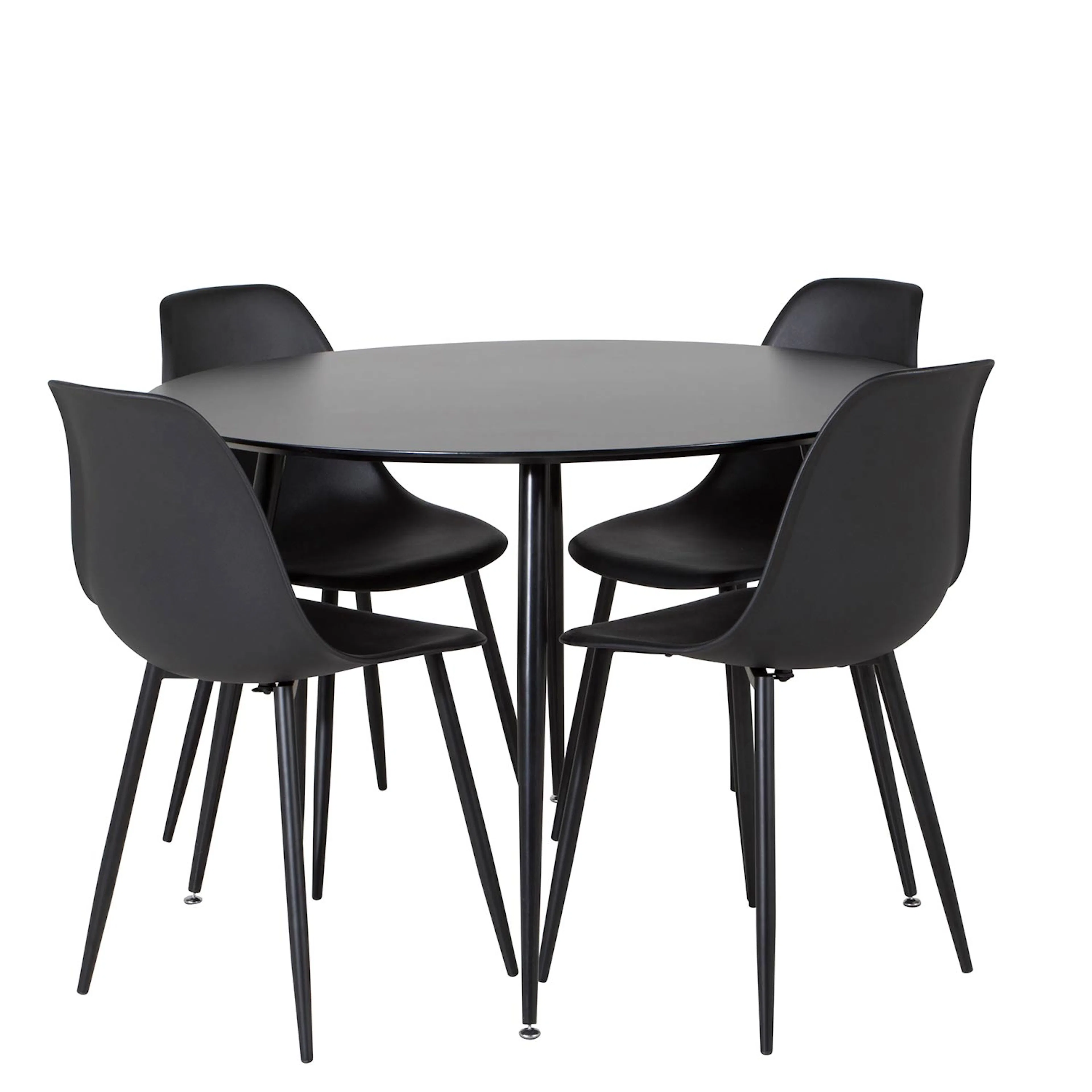 Silar Table - Round - Black Melamine+Polar Chair/Black _4 Svart