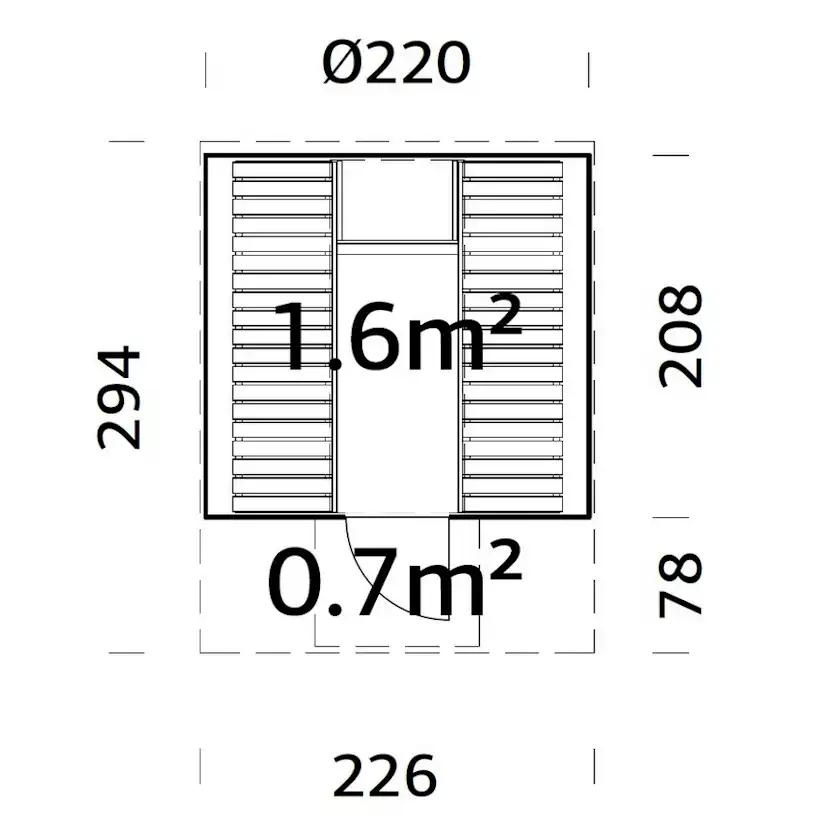 Bastutunna Palmako Anita 6,4 m² Byggsats i Trä