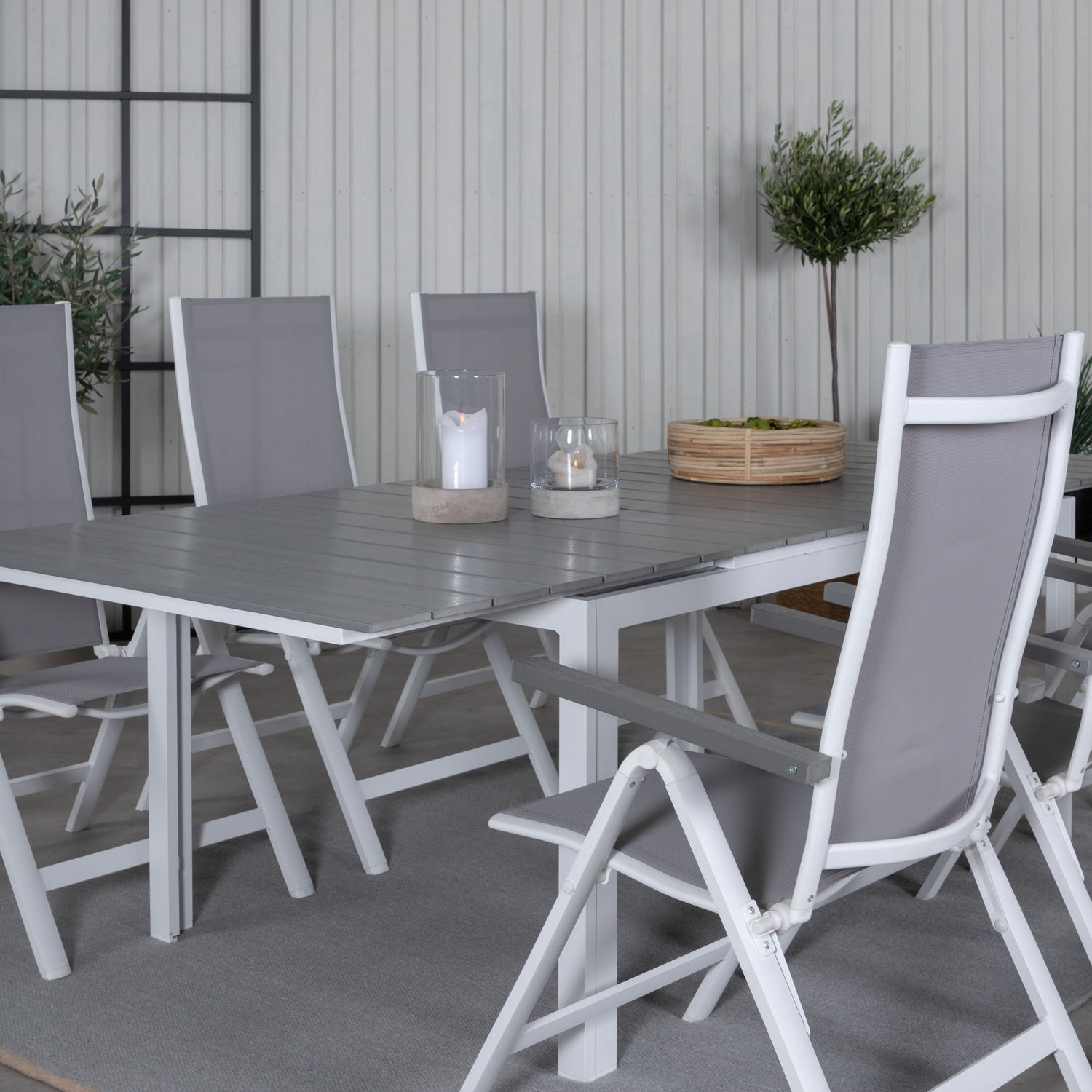 Matgrupp Venture Home Lova 160 Vit med 6 Aleyna Positionsstolar