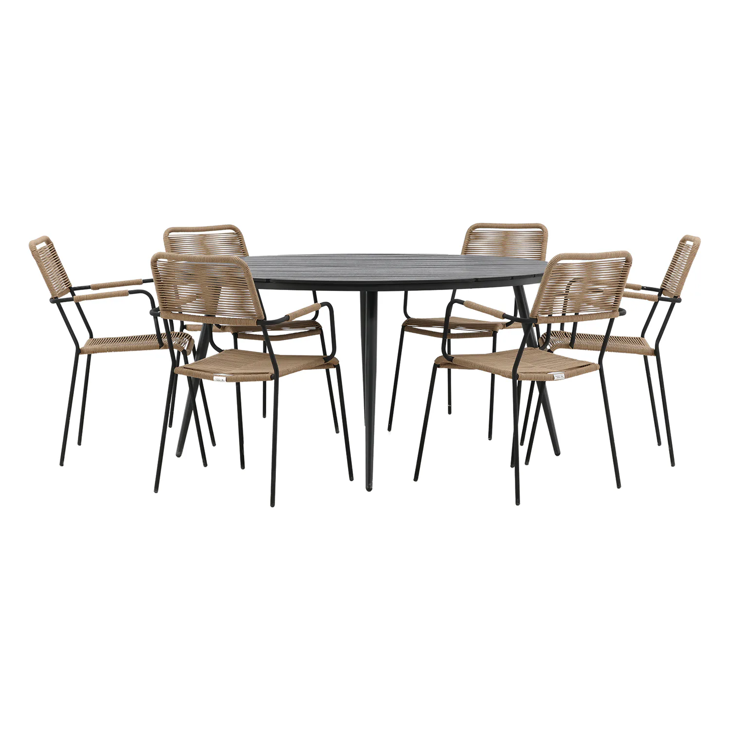 Break - Dining Table Round- Black / Black - Alu / Aintwood - Latte