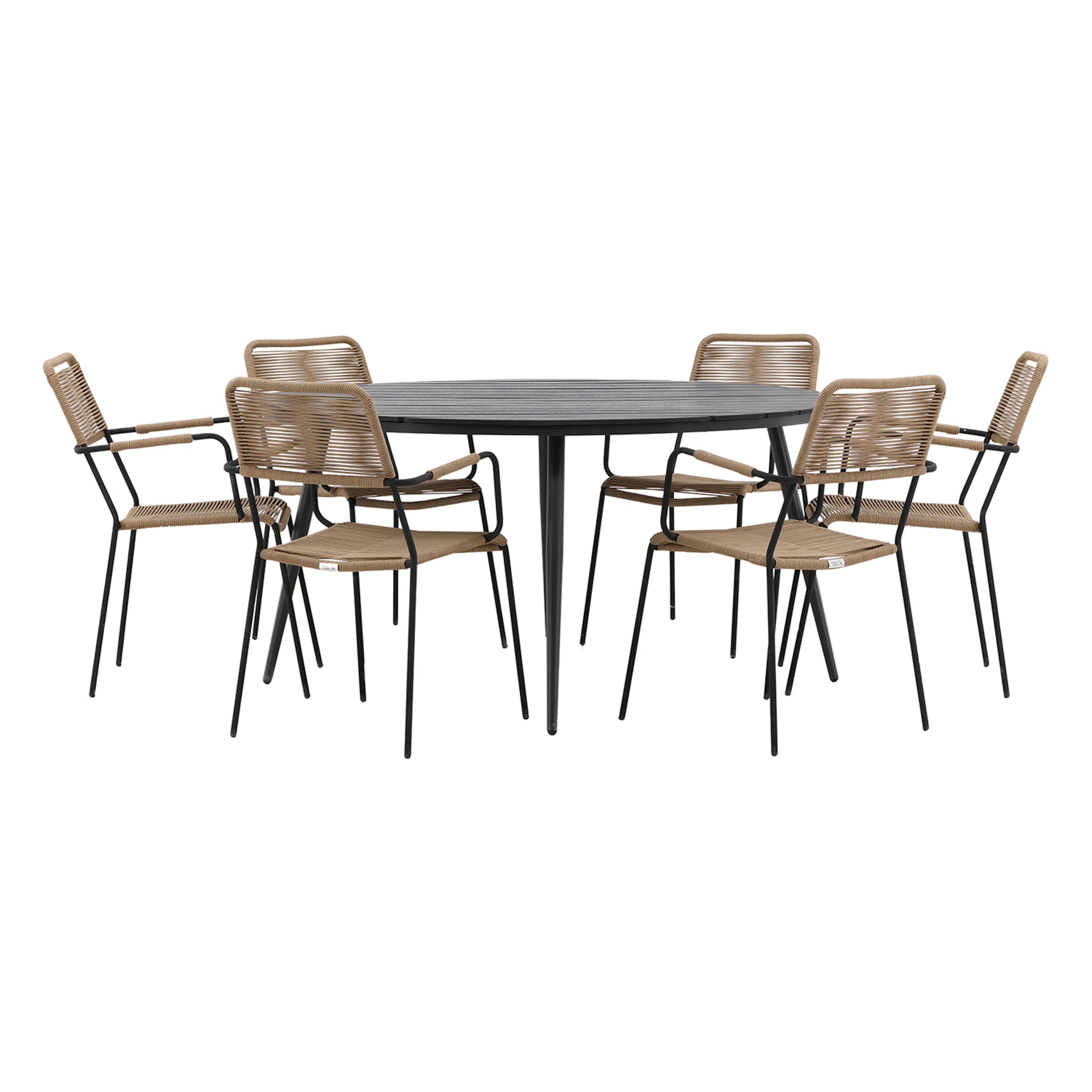 Break - Dining Table Round- Black / Black - Alu / Aintwood - Latte