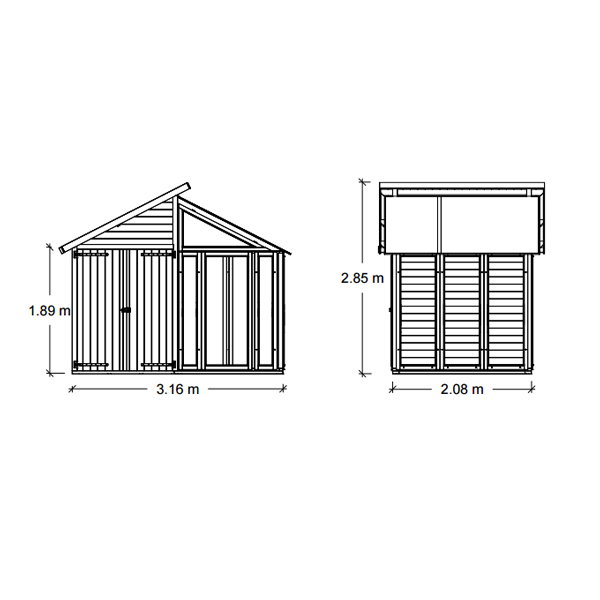 Växthus PLUS Obehandlad Furu med Förråd & Härdat Glas, 6,6 m²