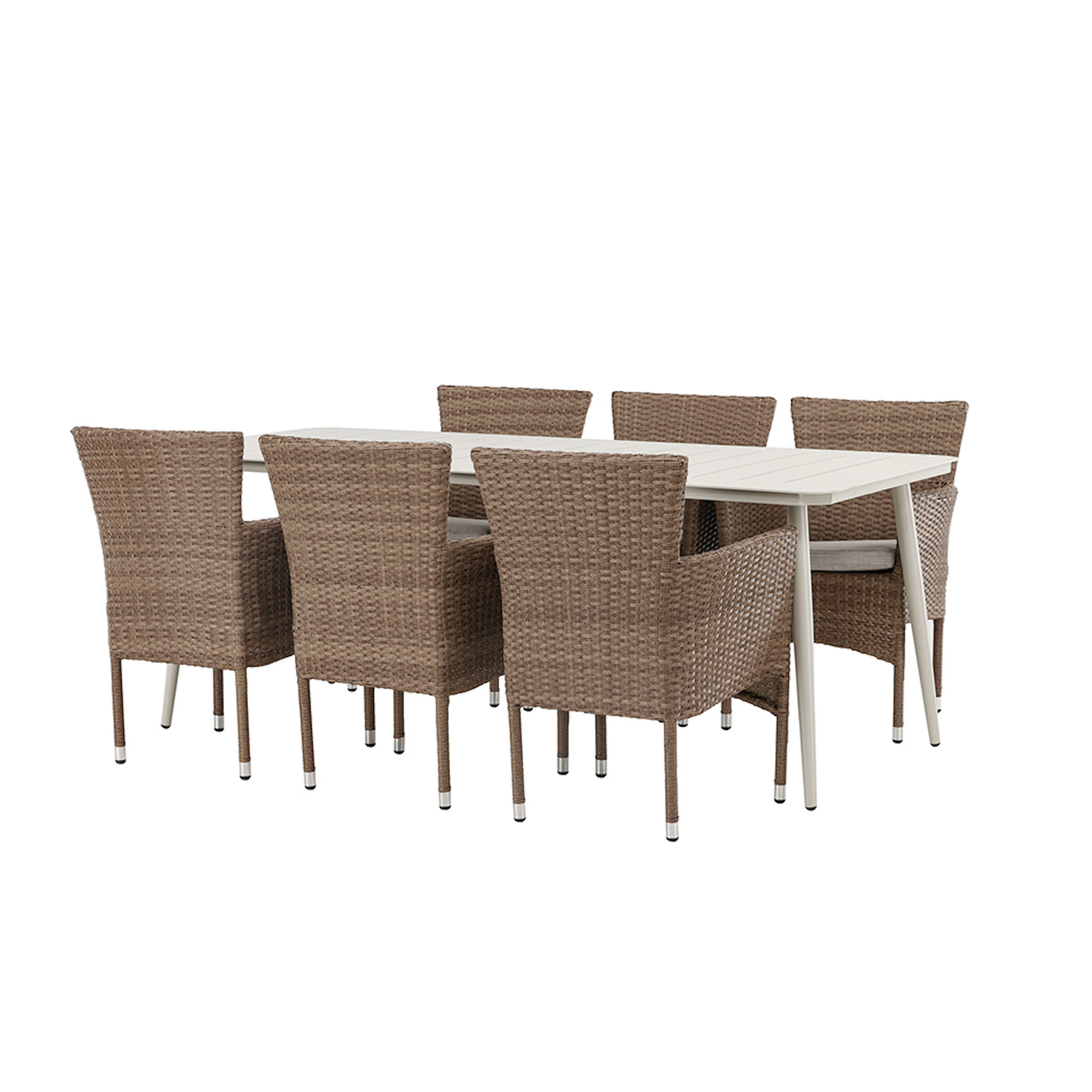 Lina Dining Table - Beige - 200*90 +Malina Diningchair Alumn Beige, Natur