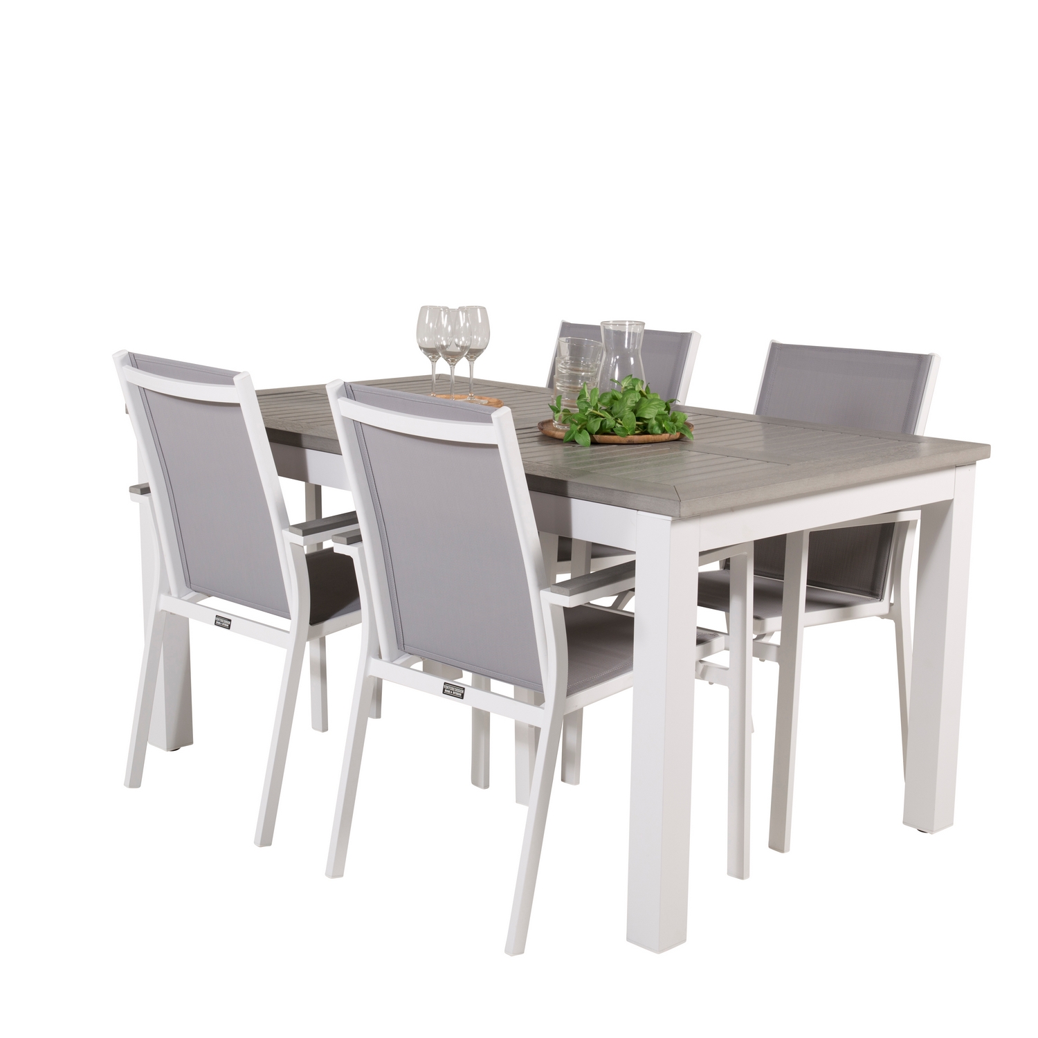 Albany Dining Table 152/210*90 - White Alu / Grey Aintwood+P Vit/Grå