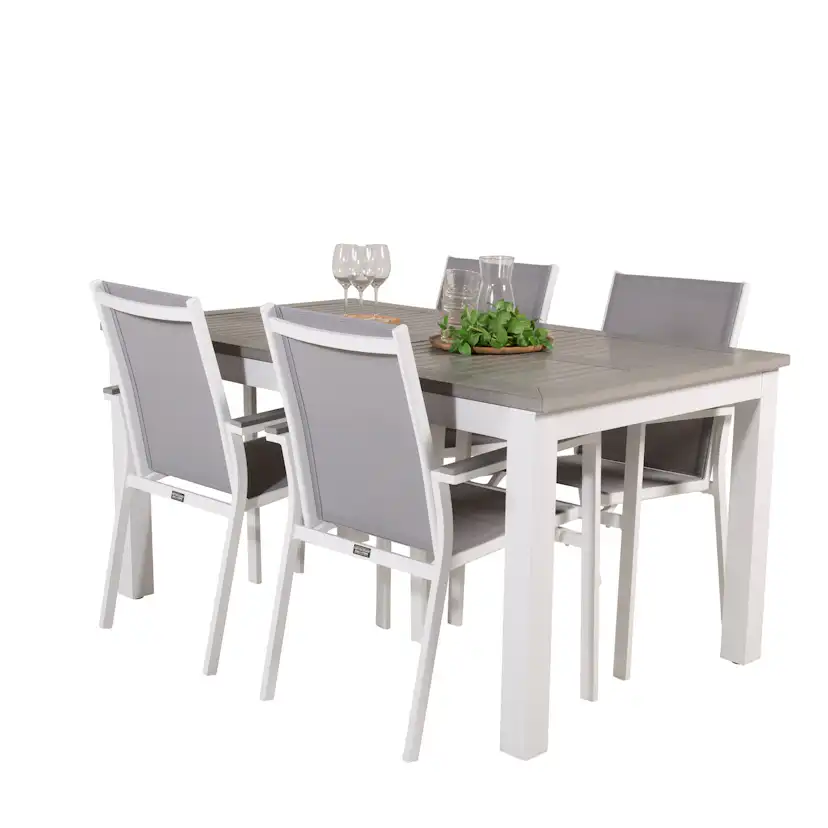 Albany Dining Table 152/210*90 - White Alu / Grey Aintwood+P Vit/Grå