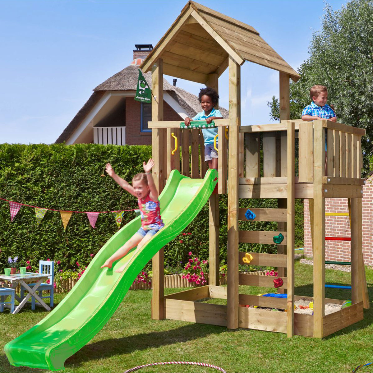Lektorn Jungle Gym Mansion 2.1 Grön Rutschkana & Sand