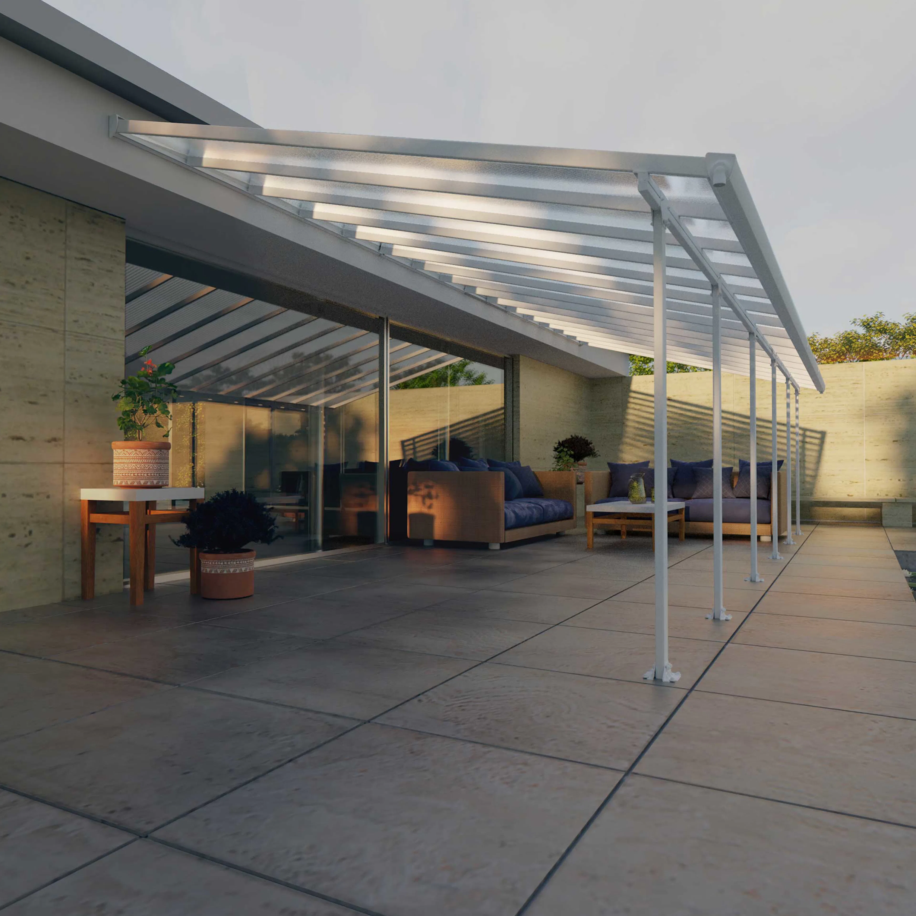 Terrasstak Feria 4 x 10,31 m, vit Palram - Canopia Vit