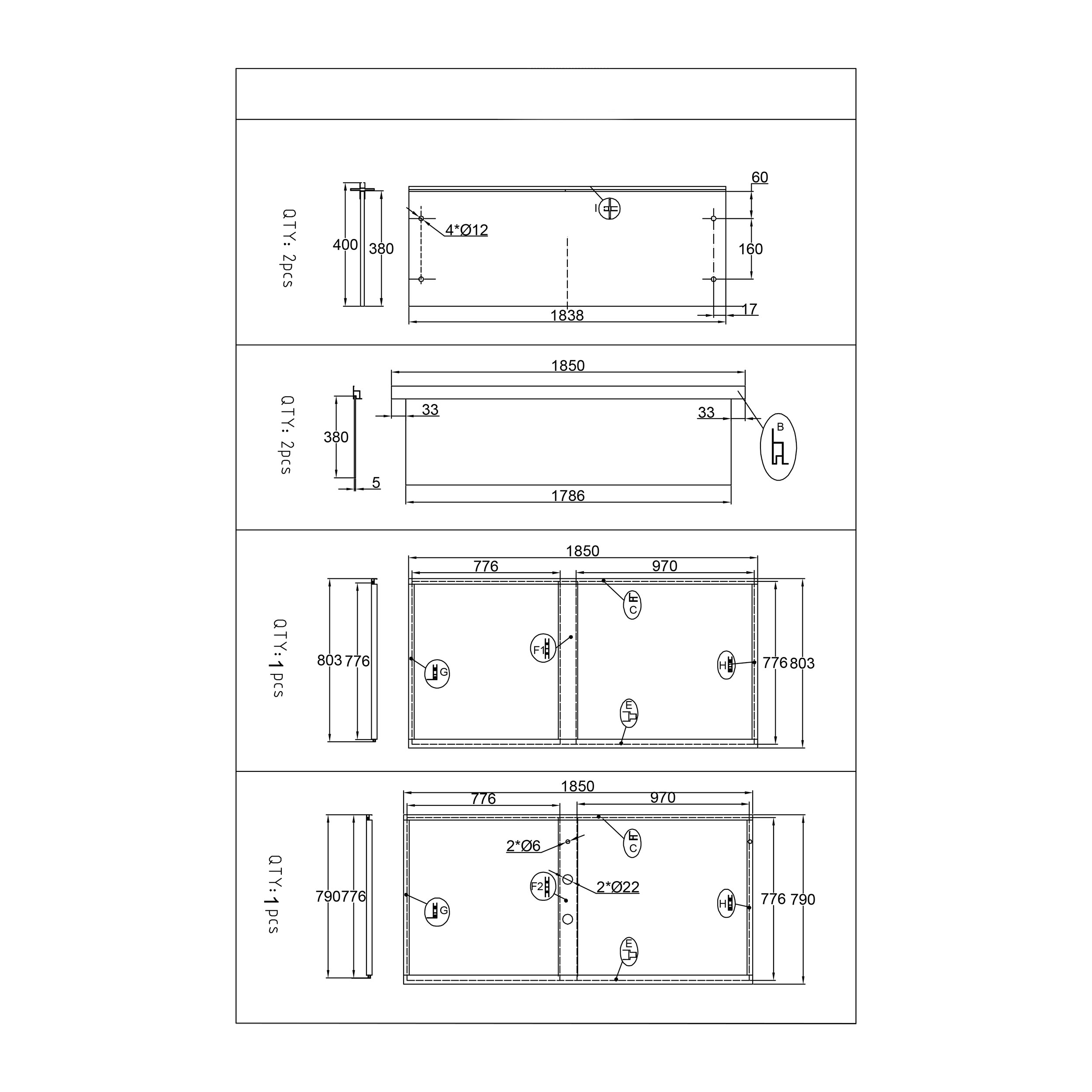Duschkabin Bathlife Ideal 90x90 Rak