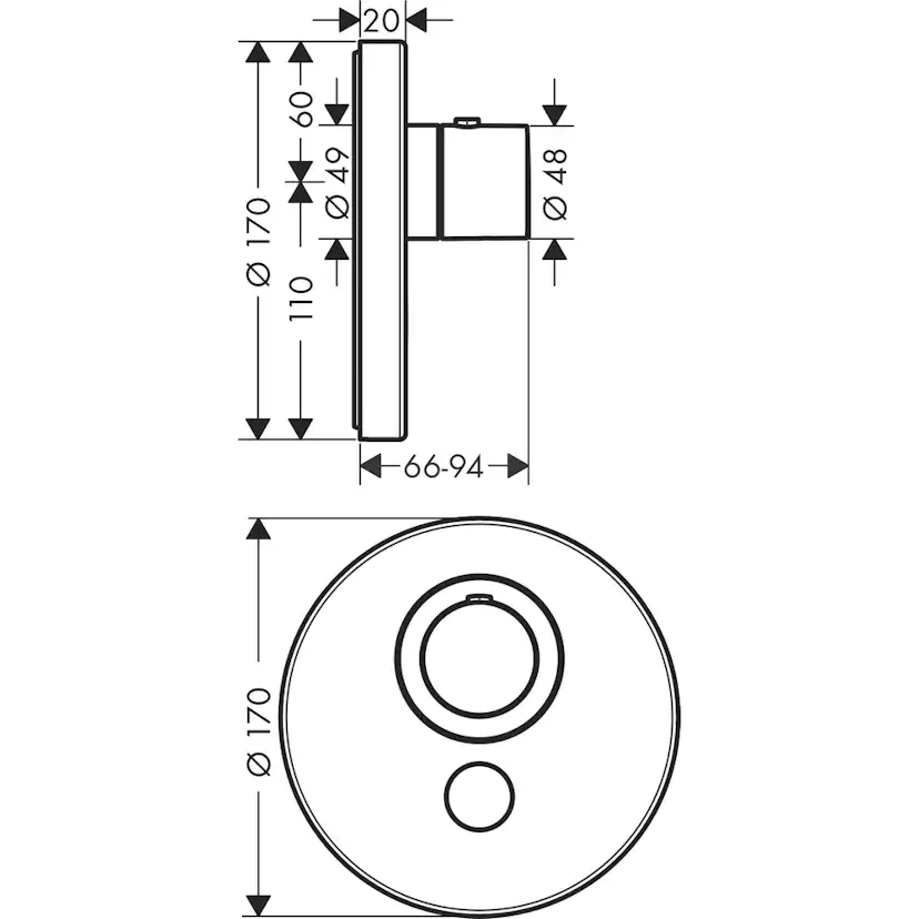 Inbyggnadsblandare Axor ShowerSelect Rund 1-utlopp Highflow