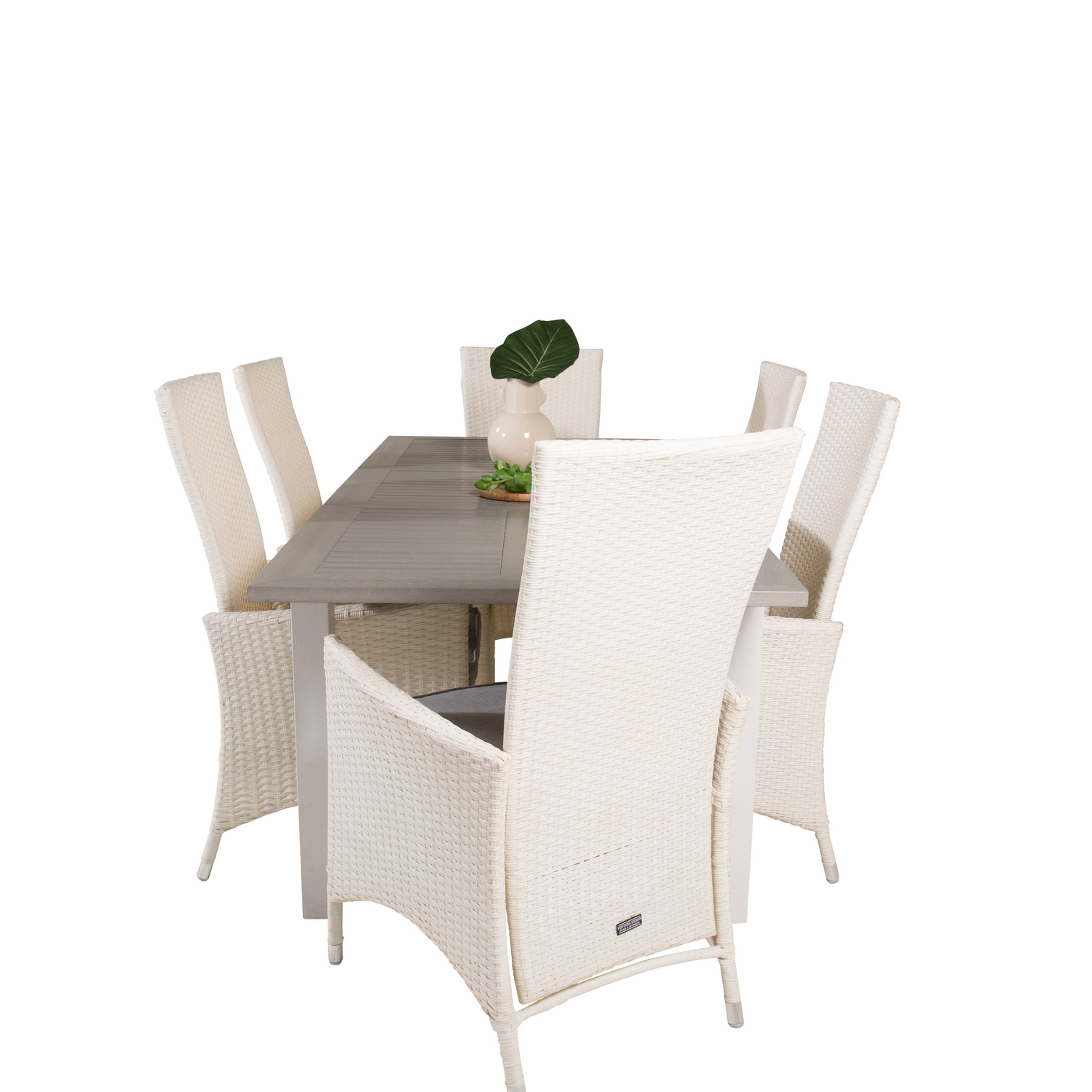 Albany Dining Table 152/210*90 - White Alu / Grey Aintwood+P Vit/Grå