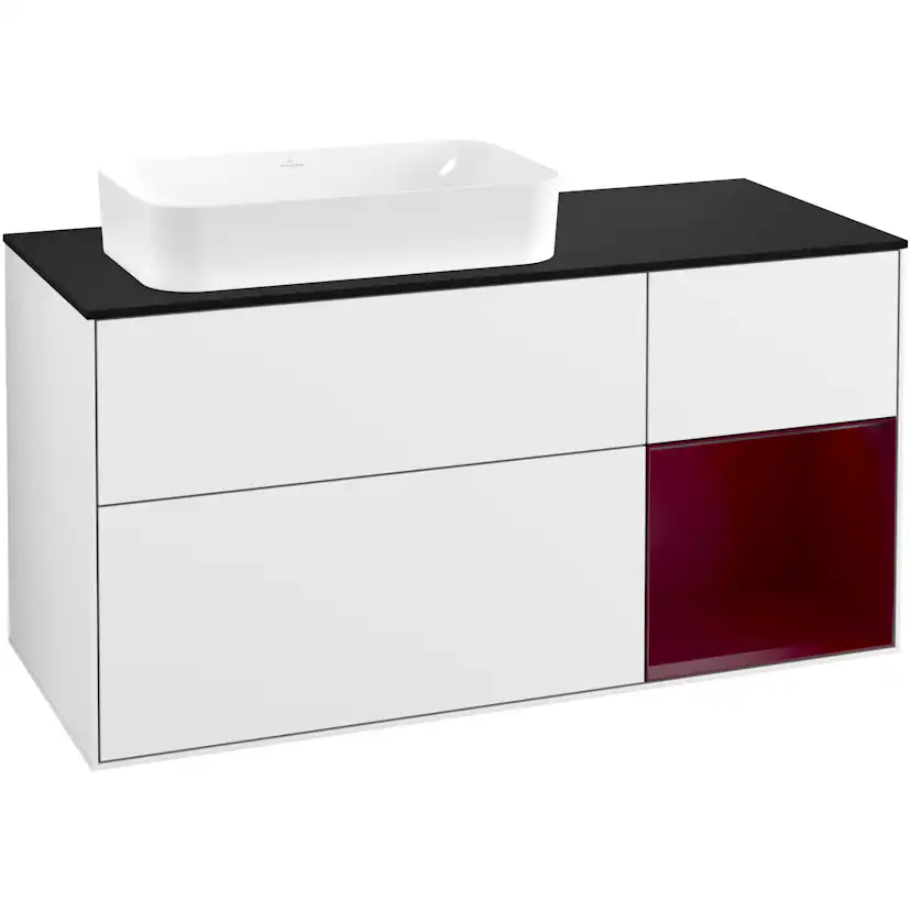Tvättställsskåp Villeroy & Boch Finion med 3 Lådor Hylla och Bänkskiva för Ocentrerat Fristående Tvättställ