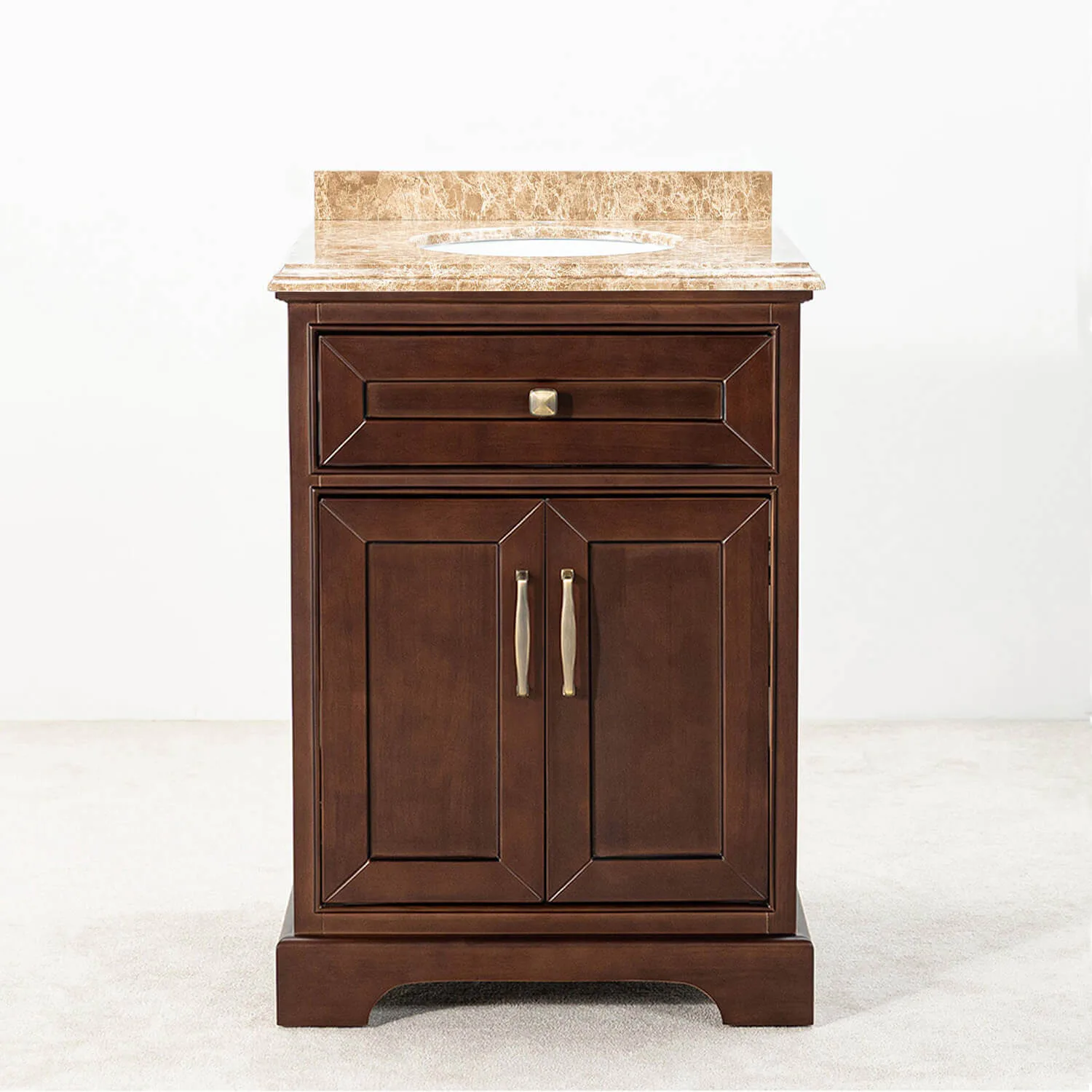 Kommod Badrum 60cm Brun Wyoming - Beige Marmor