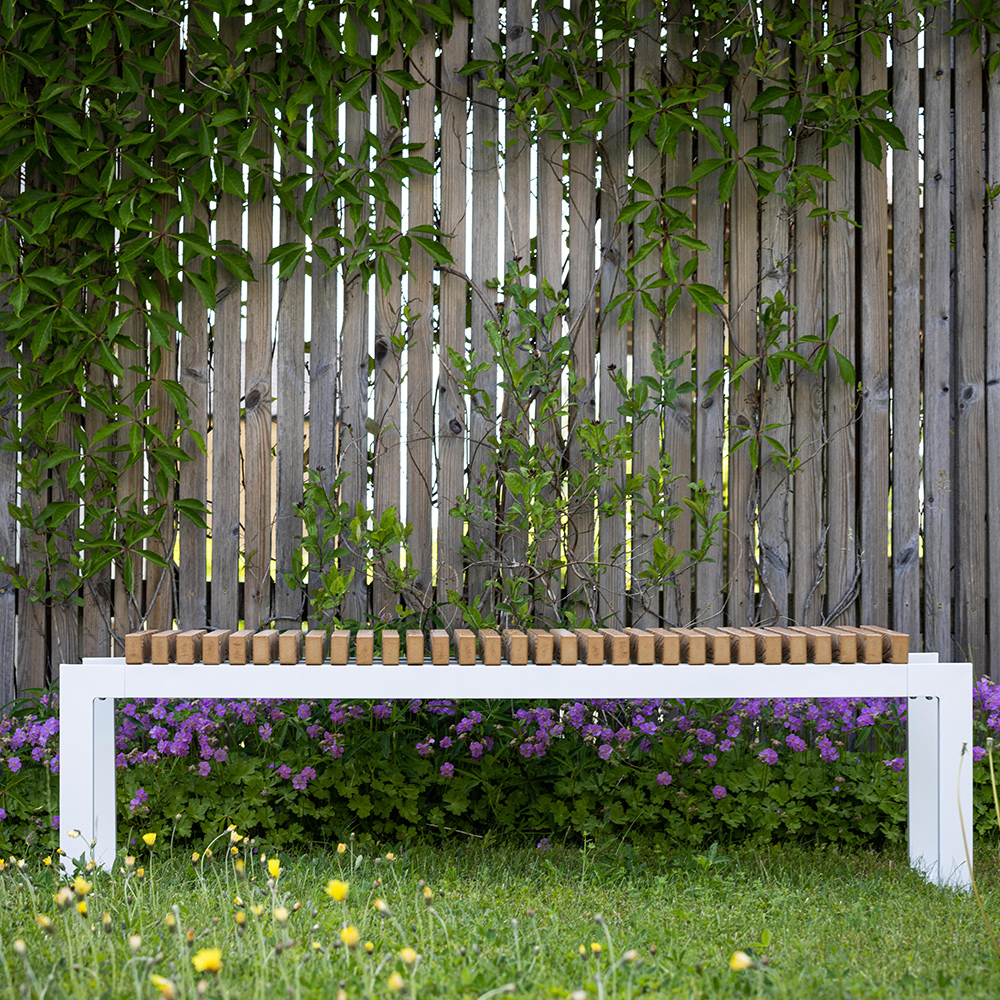 Athena Bench Alumnium - White / Brown Aintwood Brun/Vit